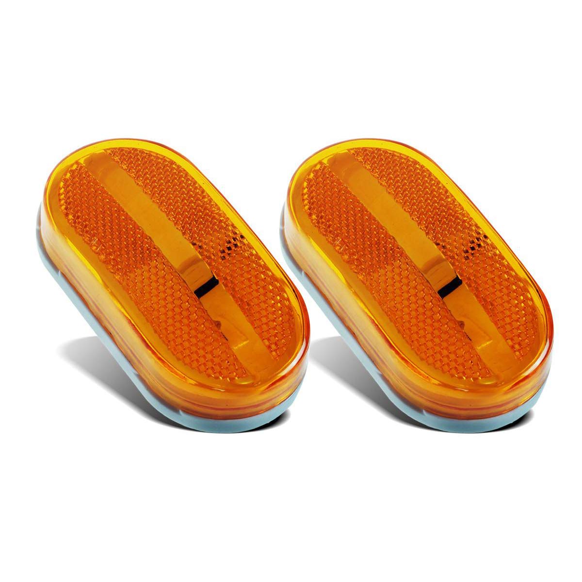 Partsam 2Pcs [Dot Certified] Amber 4 Inch Led Trailer Rv Camper Side Marker Clearance Lights Lamps 6 Diodes With Reflex Lens Sur