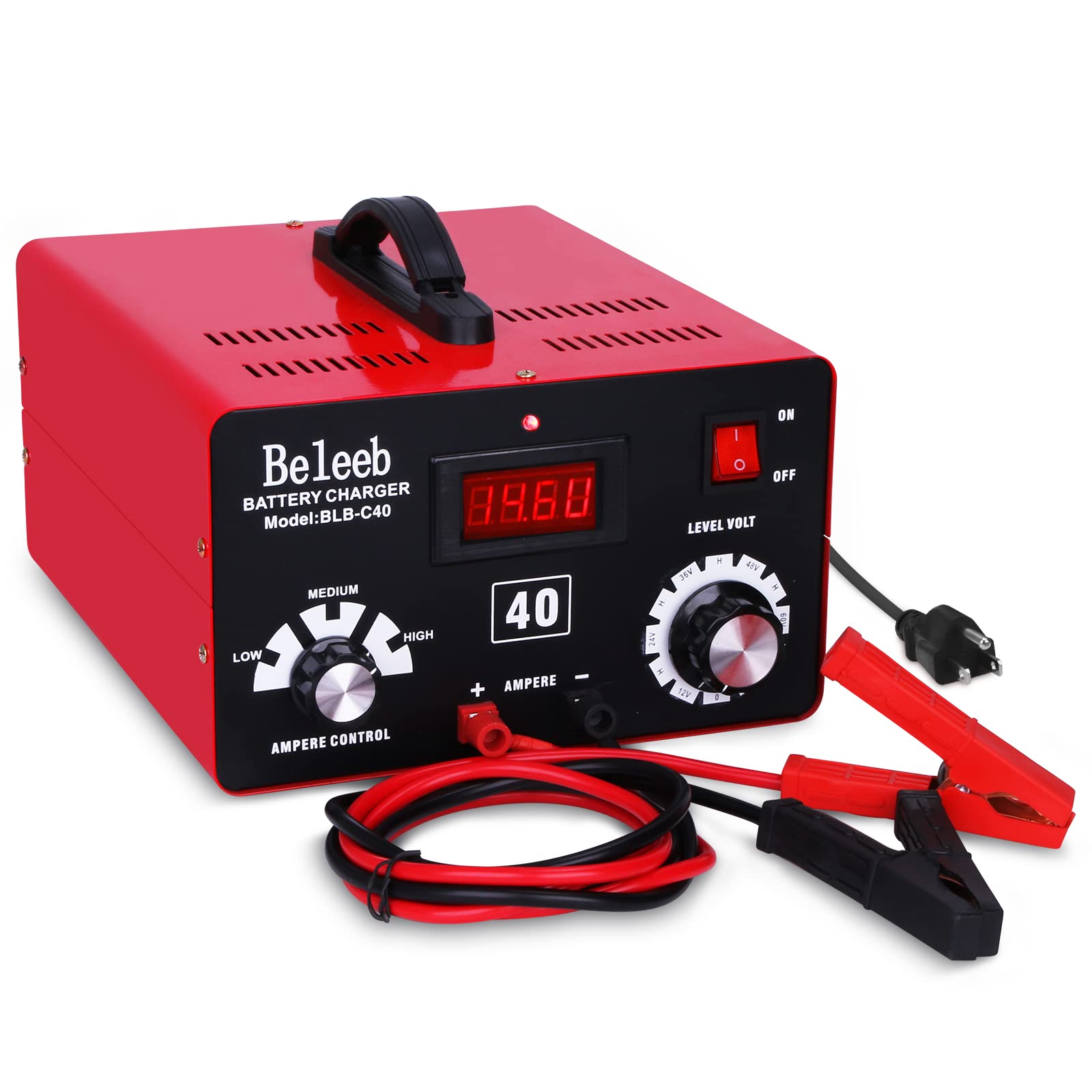 Beleeb C40 Adjustable Battery Charger 12V 24V 36V 48V 60V 72V, 16A Pulses Of High-Voltage Battery Desulfator Maintainer With Smart Chip For Lead-Acid Lifepo4 Lithium Batteries Blb-C40