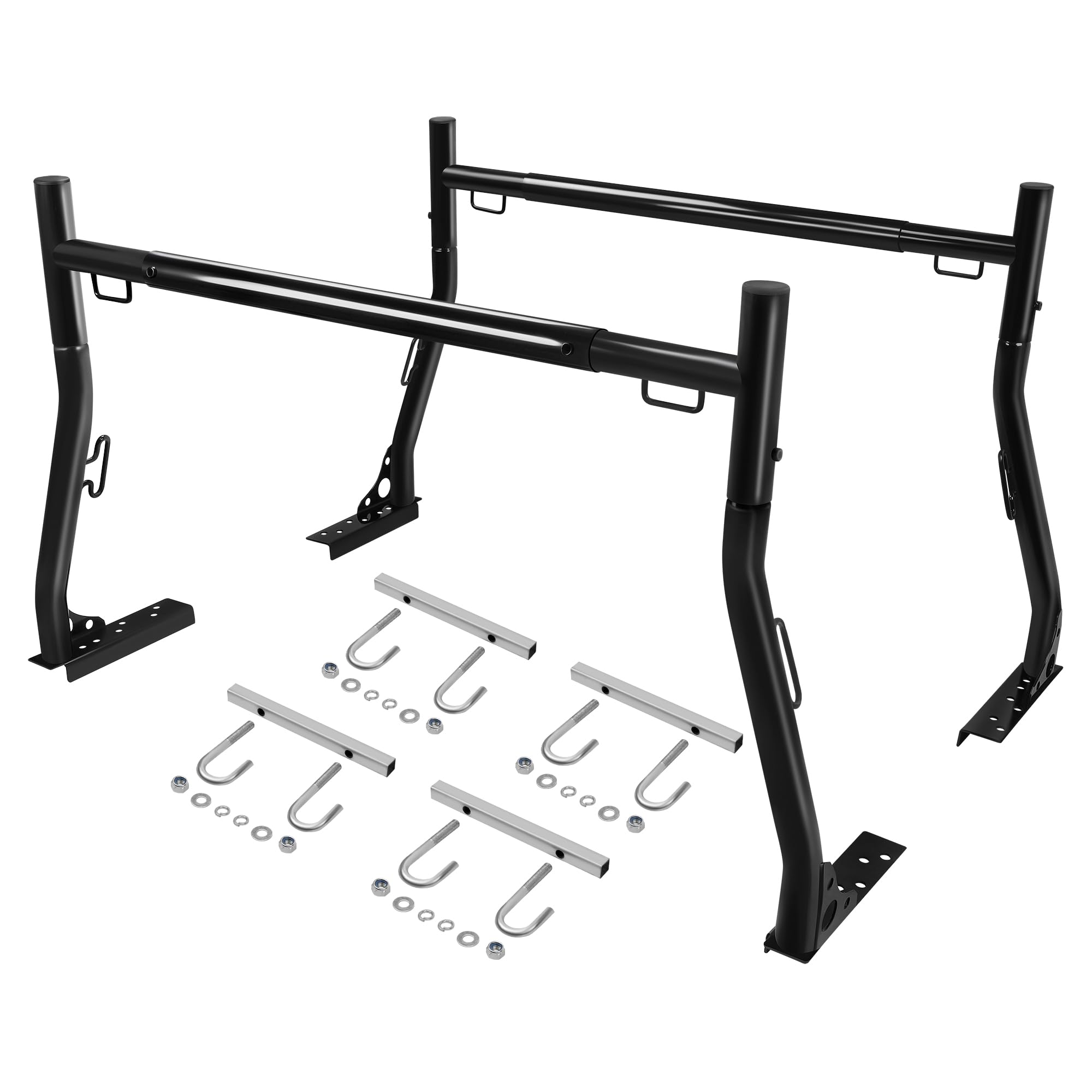 JY PERFORMANCE Truck Ladder Racks 800Ibs Capacity Extendable Pick-up Truck Bed Ladder Rack, Universal Heavy Duty (J-Bolt Clamps)