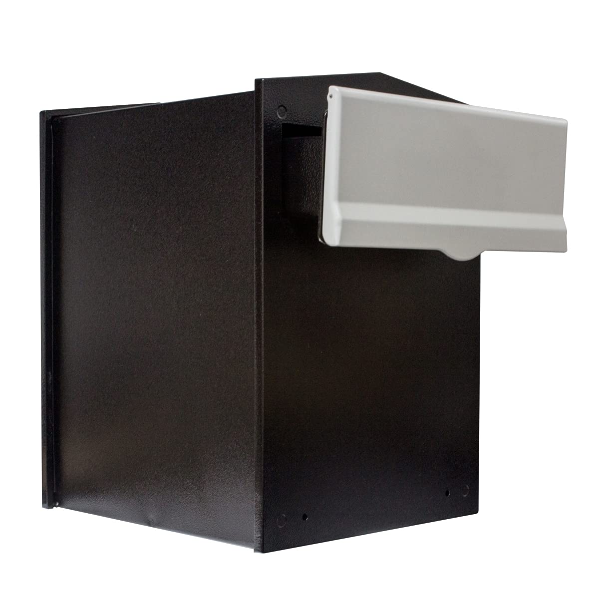 QualArc Liberty Rear Access Wall Mount Mail Collection Box with Silver Letter Plate and 4' - 6' Adjustable Chute - Black