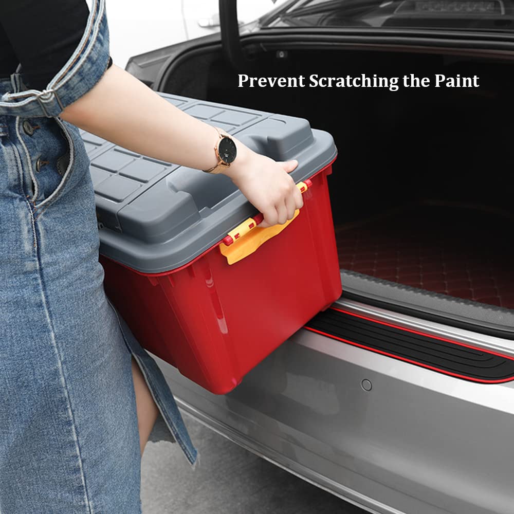 Pincuttee Rear Bumper Protector Guard For Car,Universal Black Rubber Scratch,Resistant Trunk Door Entry Guards,Accessorie Trim Cover Universal(1 Pack,Red Sport