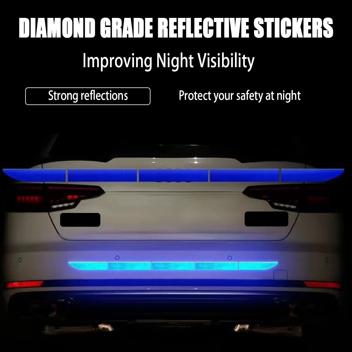 Car Trunk Reflective Sticker, Strong Reflective Anti-Scratch Waterproof Adhesive Stickers For Safe Driving, Universal For Most C