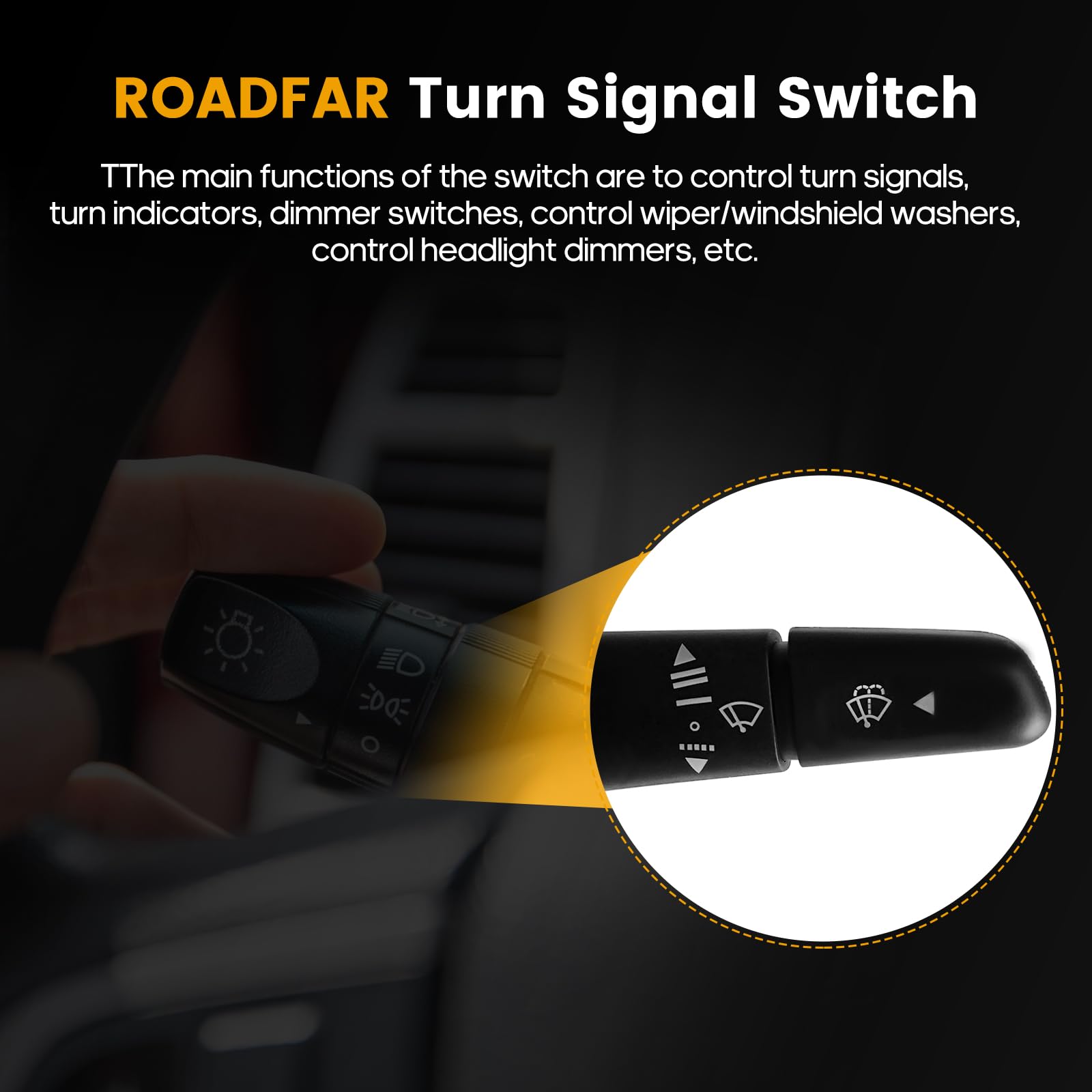 ROADFAR Turn Signal Switch Multi-Function for 2003-06 Dodge Sprinter - Wipers, Hazards, Cruise Control, Black Replacement Part