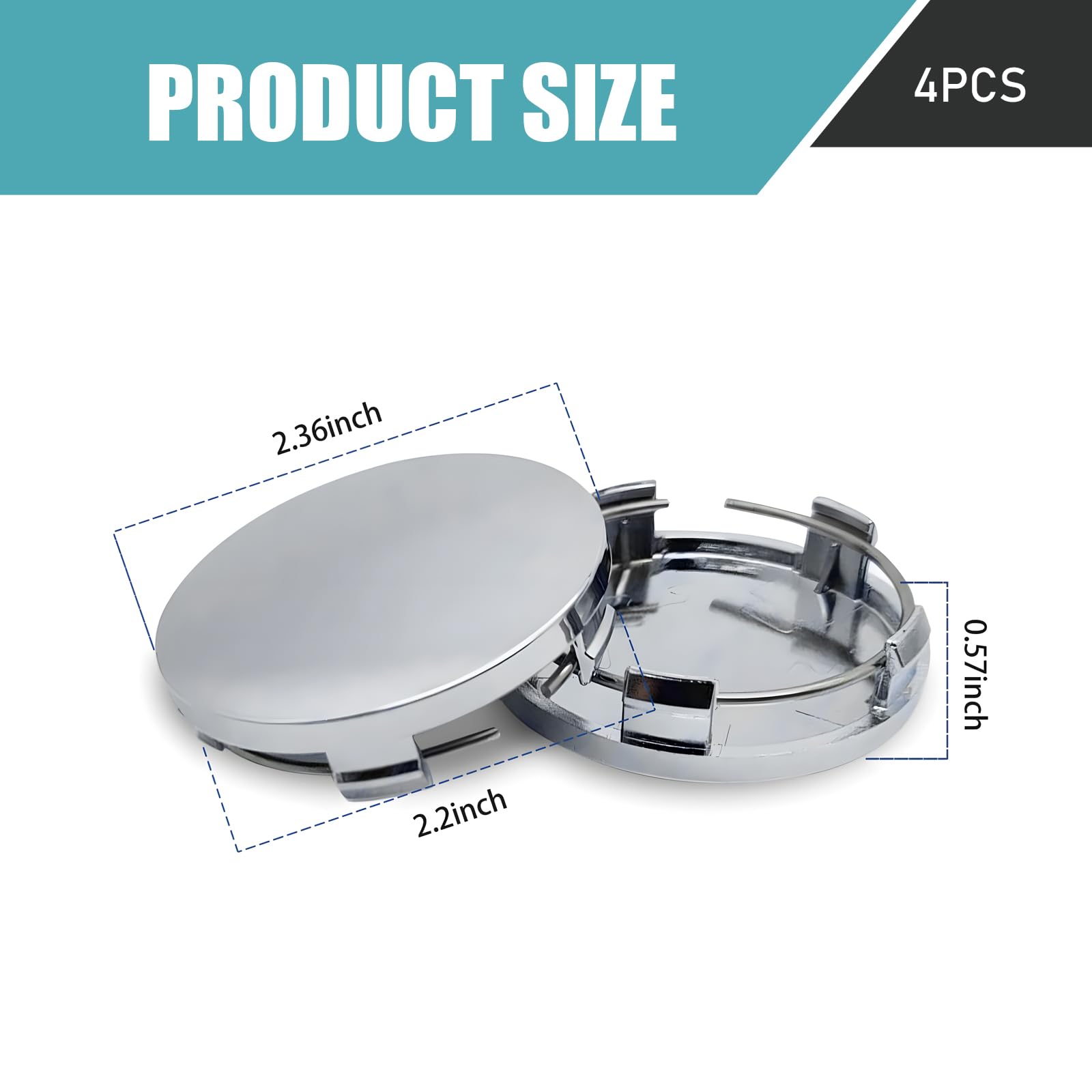 Anyhut 4 PCS Wheel Center Caps, 2.36in X 2.2in X 0.57in Snap-In Center Caps, Waterproof & Durable Center Caps for Rims, Universa