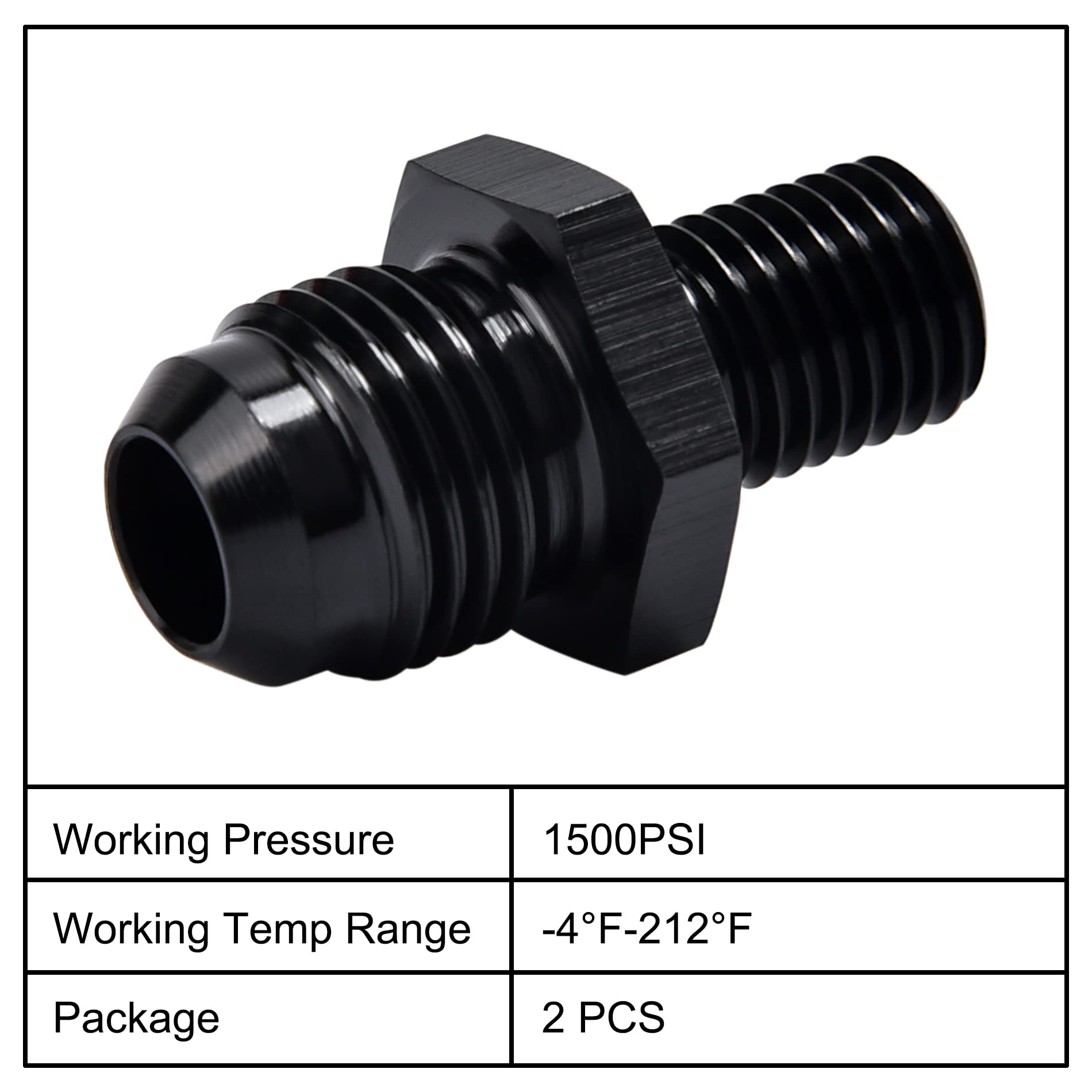 Evil Energy 6An Male Flare To M10 X 1.25Mm Male Metric Fitting Adapter Aluminium Alloy 2Pcs