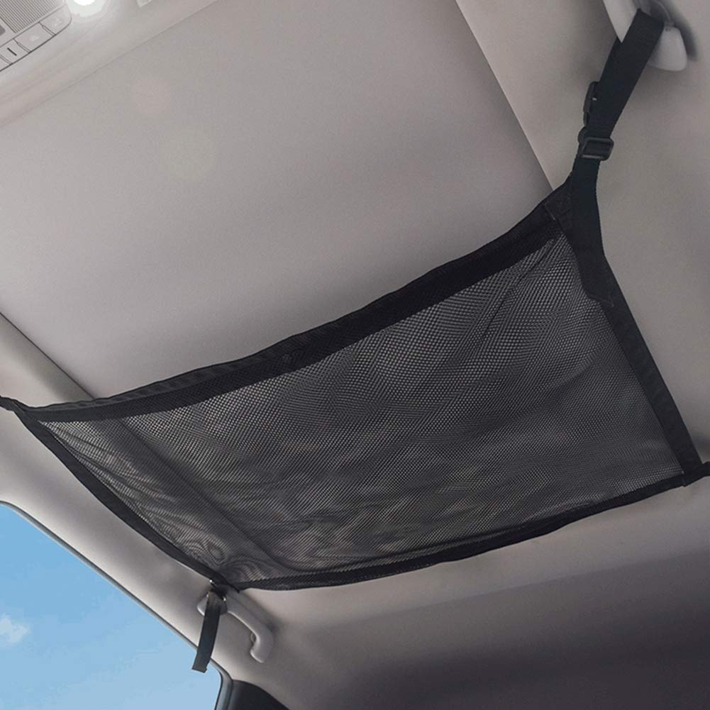 Car Ceiling Cargo Net Pocket Interior Overhead Roof Top Bag Hanging Sundries Storage Organizer Car Net(Black)