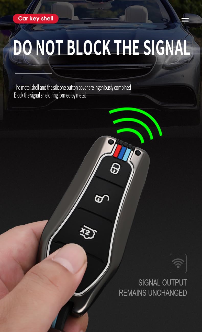 Tecart Key Case Shell Fit For Byd Han Ev Tang Dm Qin Plus Zinc Alloy Car Key Fob Cover Accessories 4 Button Key Cover Black