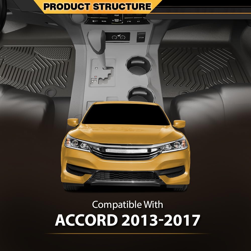 G-PLUS Floor Mats, Compatible with Honda Accord Sedans 2013-2017, Floor Liners 1st & 2nd Row, Cargo Liners, All Weather Full Cov