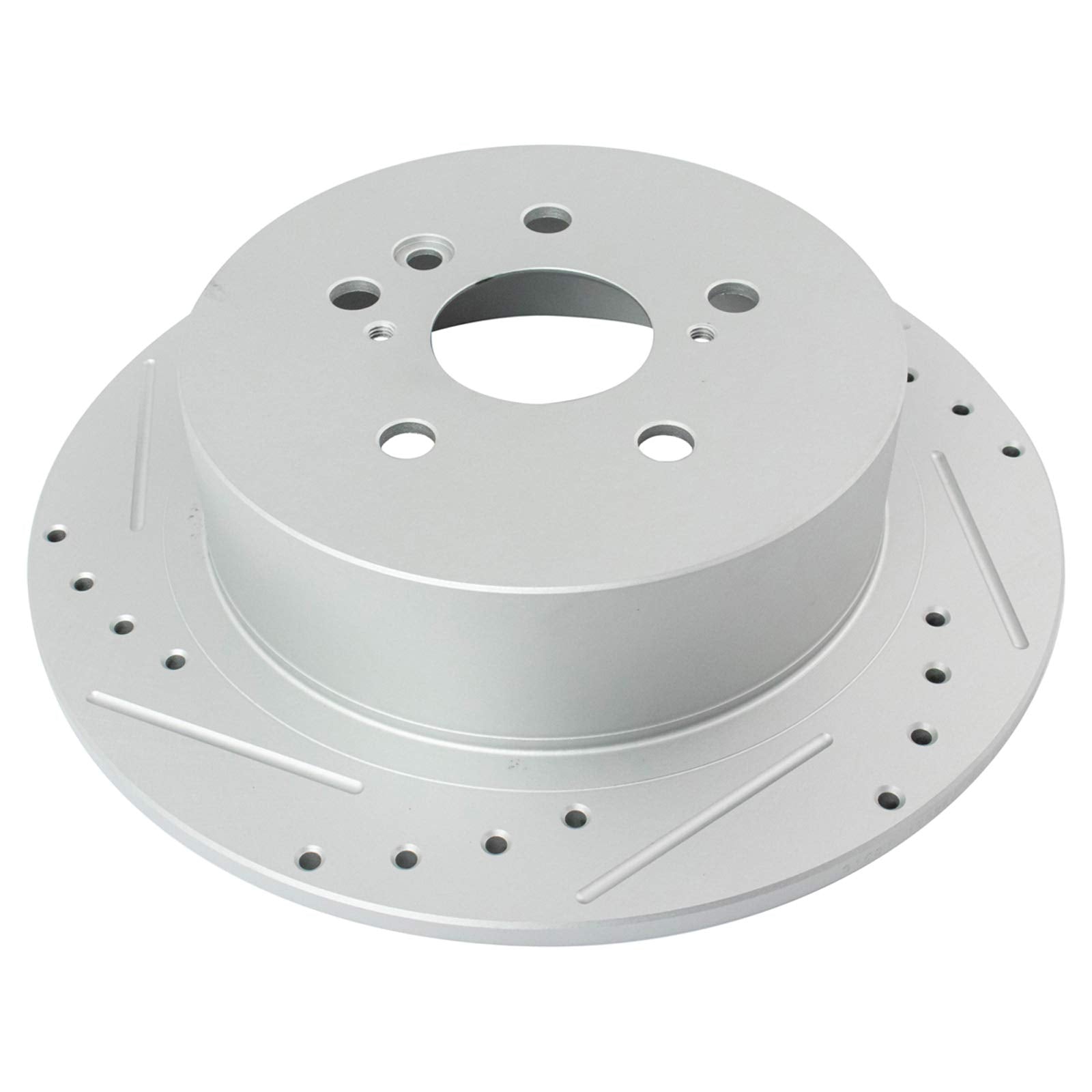 Trq Rear Performance Brake Rotors Set Solid Premium G-Coated Cross Drilled & Slotted Compatible With 2008-2013 Toyota Highlander