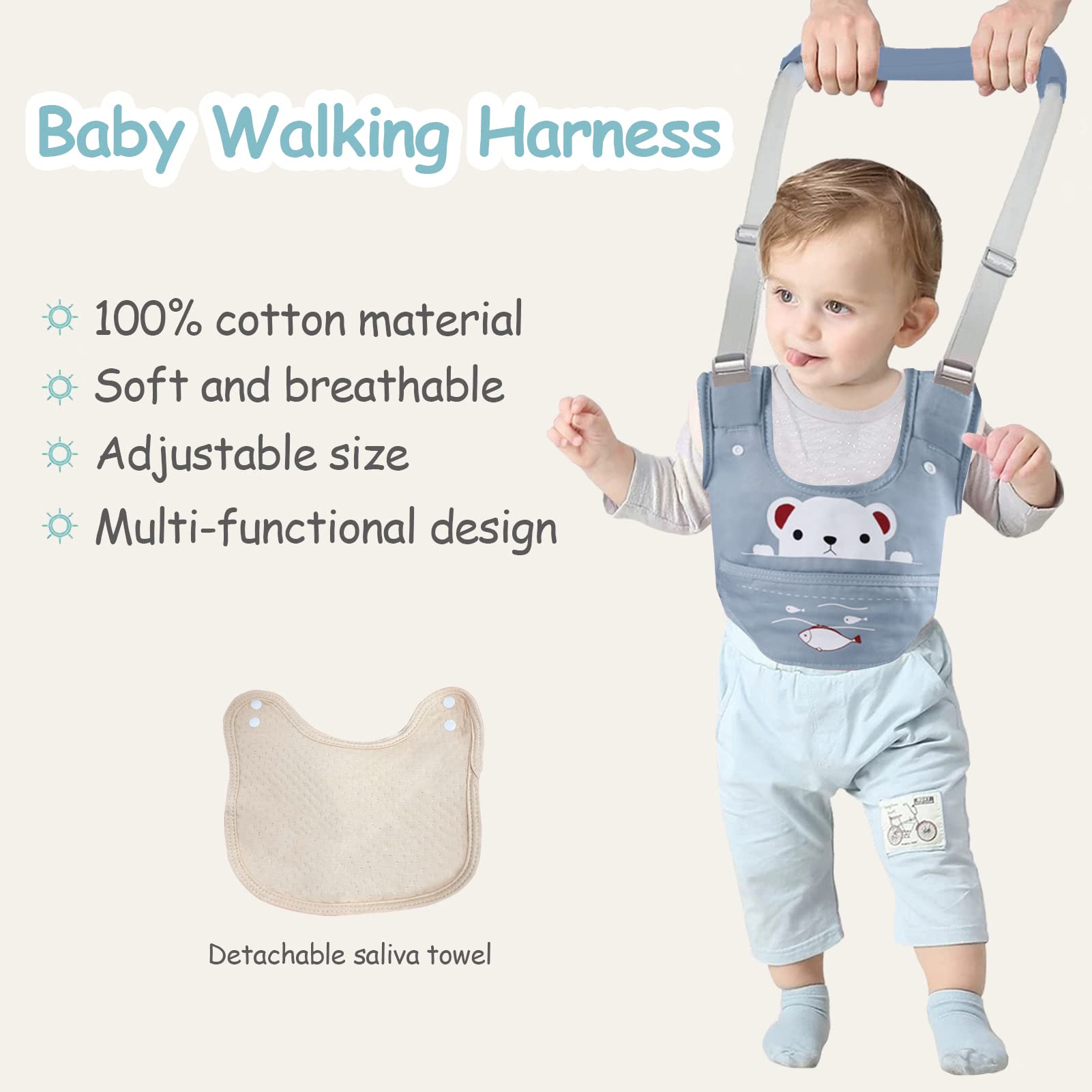 Ocanoiy Baby Walking Harness Handheld Baby Walker Assistant Belt Adjustable Toddler Infant Walker Safety Harnesses Standing Up W