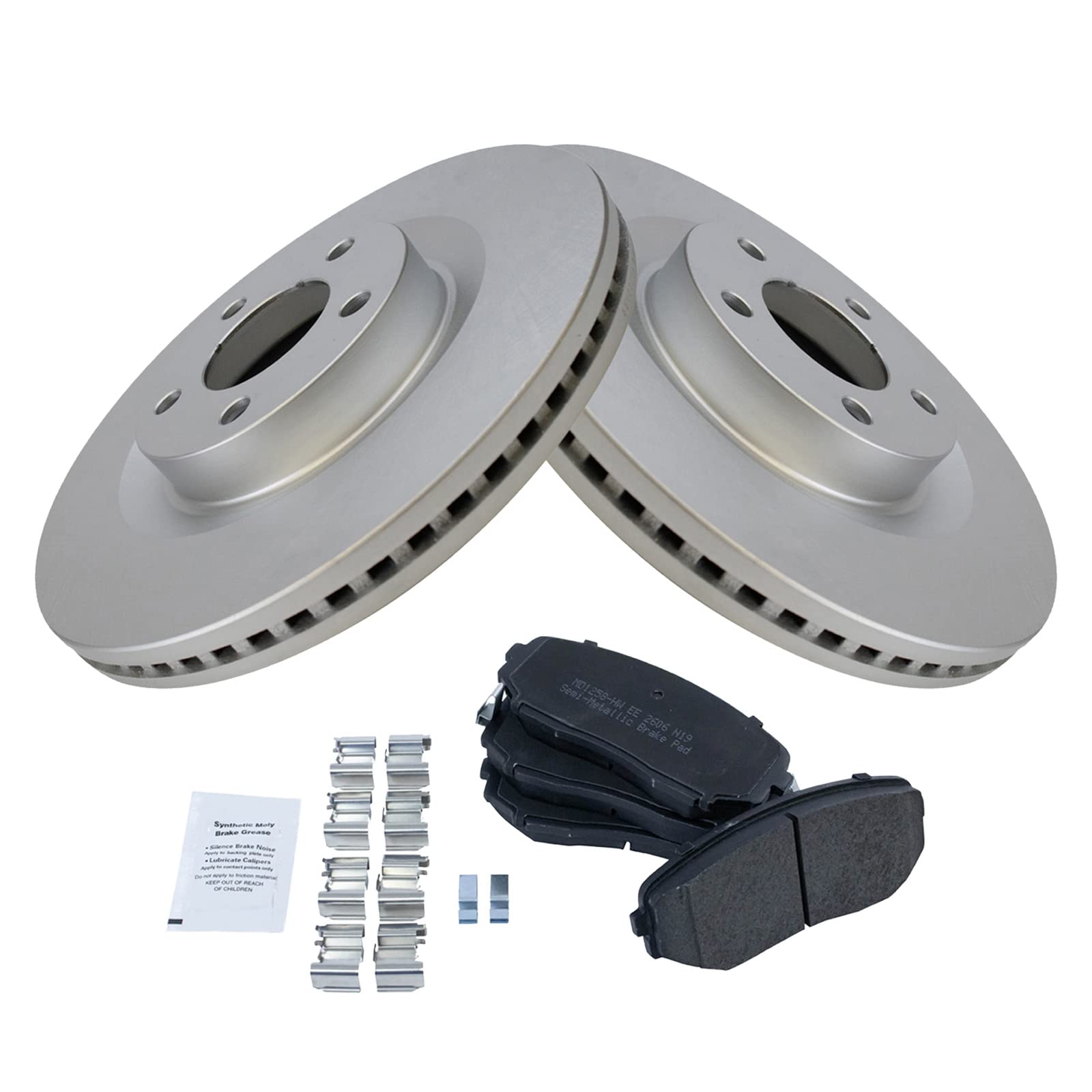 Trq Front Brake Pad & Rotor Kit Brake Pads Brake Rotor Semi-Metallic Premium G-Coated Compatible With 2007-2014 Ford Edge 2007-2