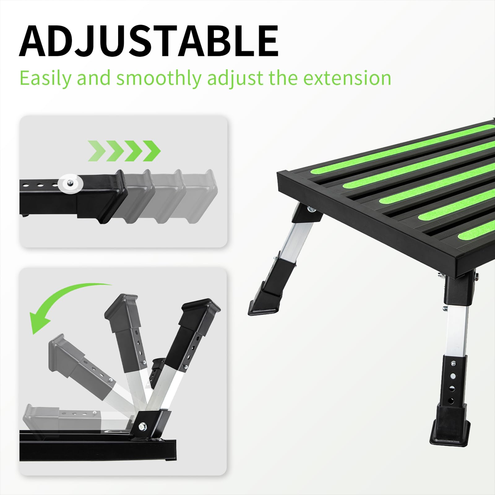 Garfatolrv 19     14.5    Large Rv Steps With Glow In The Dark Tapes Adjustable Rv Step Aluminum Rv Step Supports Up To 1500 Lbs