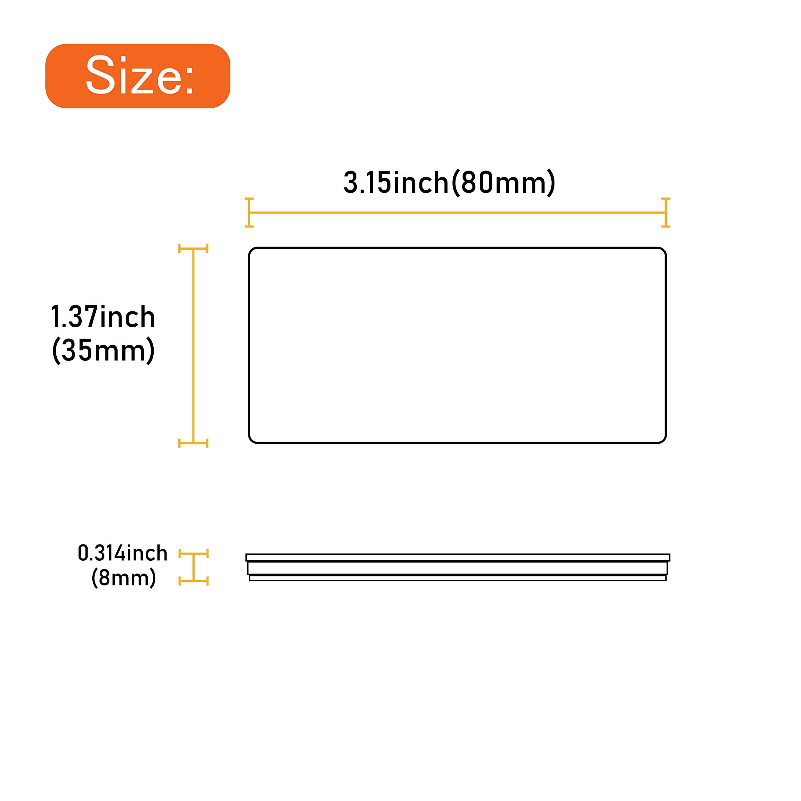 Welnent E-Mark Dot Ccc 2Pcs Rectangle Reflector Self Adhesive Stick On Trailer Driveway Mailbox (Amber)