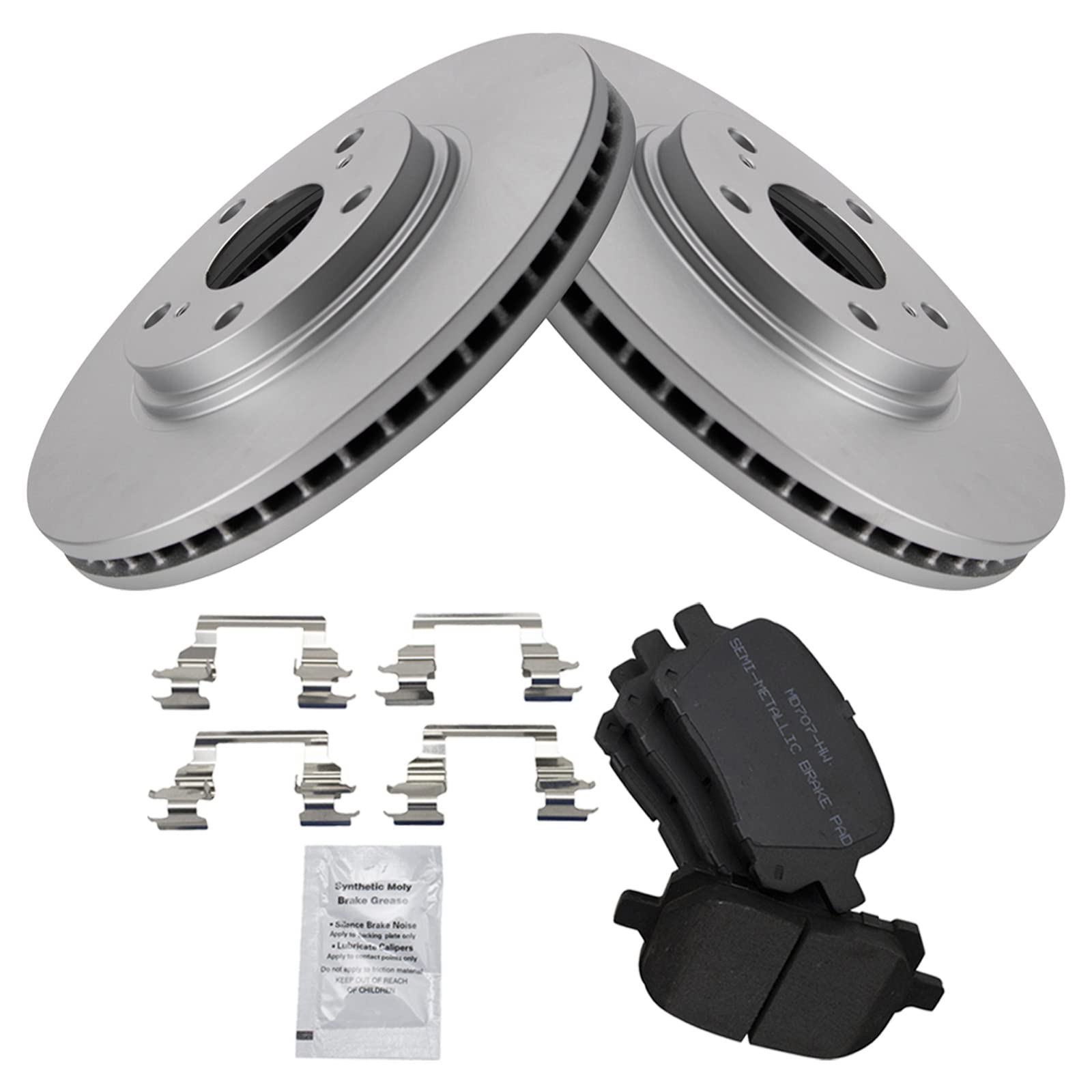 Trq Front Brake Pad & Rotor Kit Brake Pads Brake Rotor Semi-Metallic Premium G-Coated Compatible With 1999-2001 Lexus Rx300