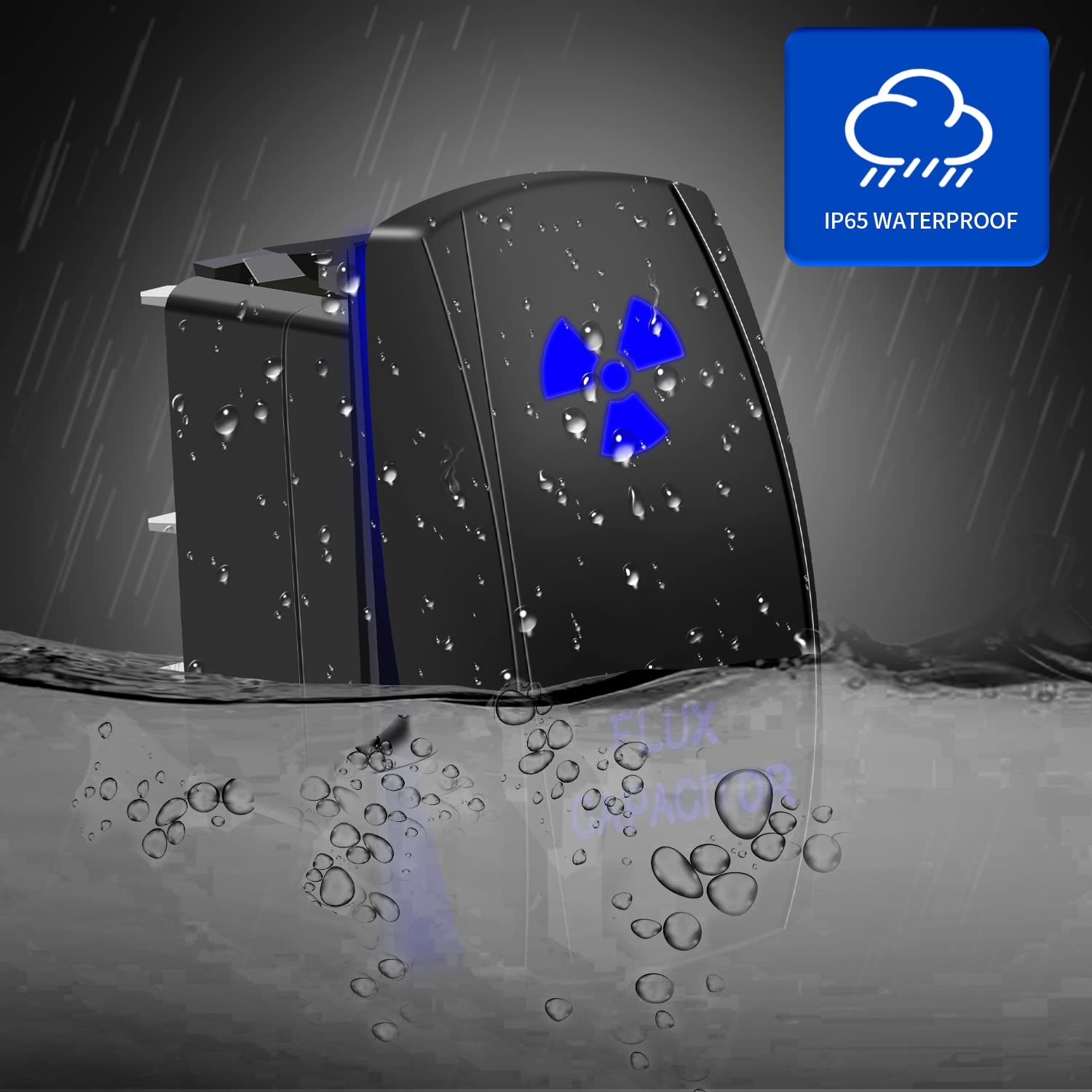 Fabood F Waterproof 5 Pin Flux Capacitor Rocker Switch Spst On/Off Two Led Backlit Blue Light 20A 12V For Auto Automotive Motorc