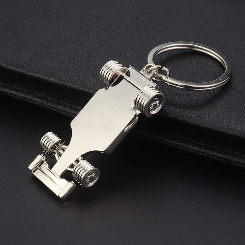 Adkeyfod 3D F1 Race Car Keychain | Driver Keyfob Gift For Father Husband Boyfriends, Metallic, Medium
