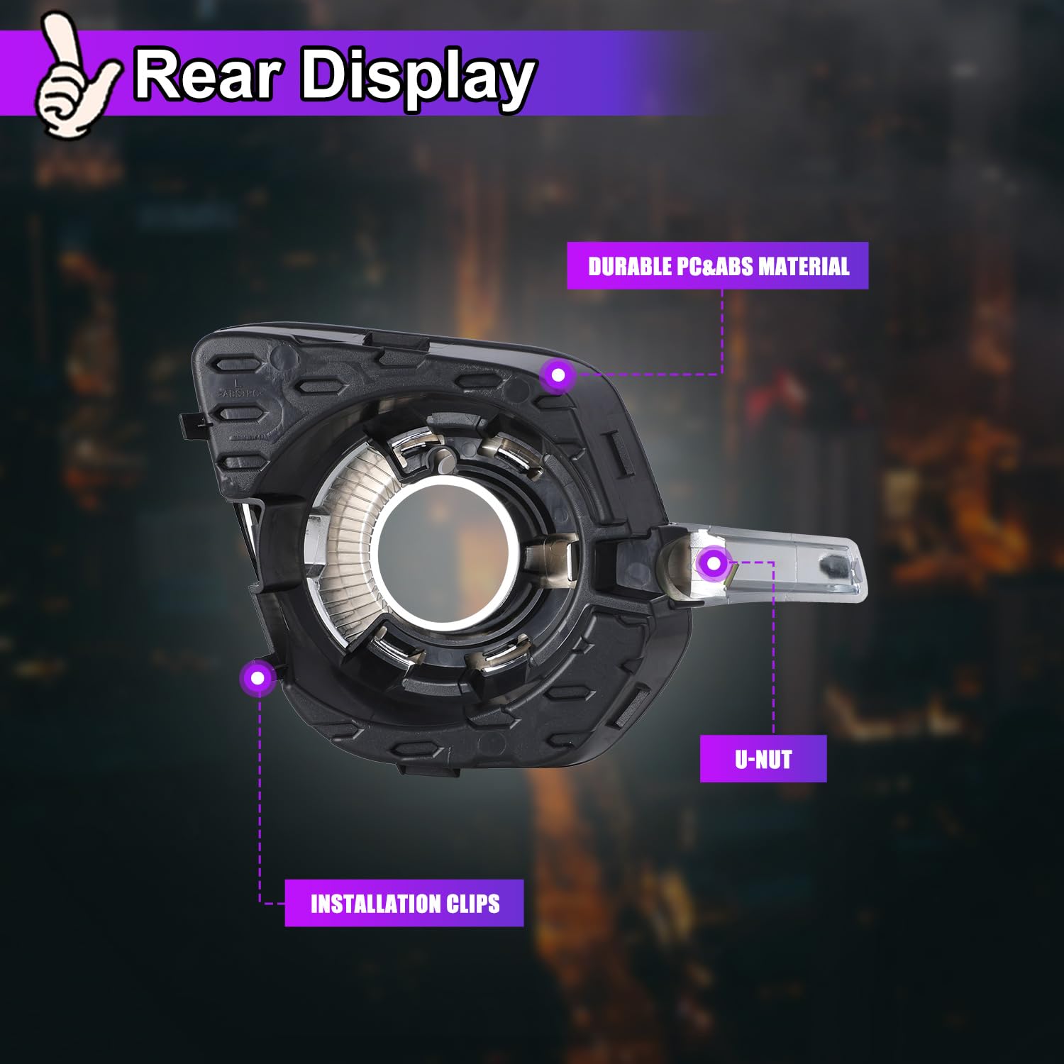 Nixon Offroad Fog Lights Bezels For Chevy Equinox 2010 2011 2012 2013 2014 2015 Fog Lamp Cover Replacement, Right Passenger Side