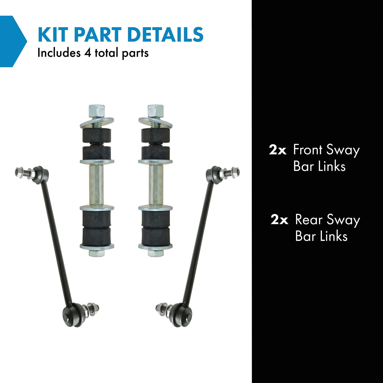 Trq Front & Rear Sway Bar Stabilizer Link Set Compatible With 2000-2004 Nissan Xterra