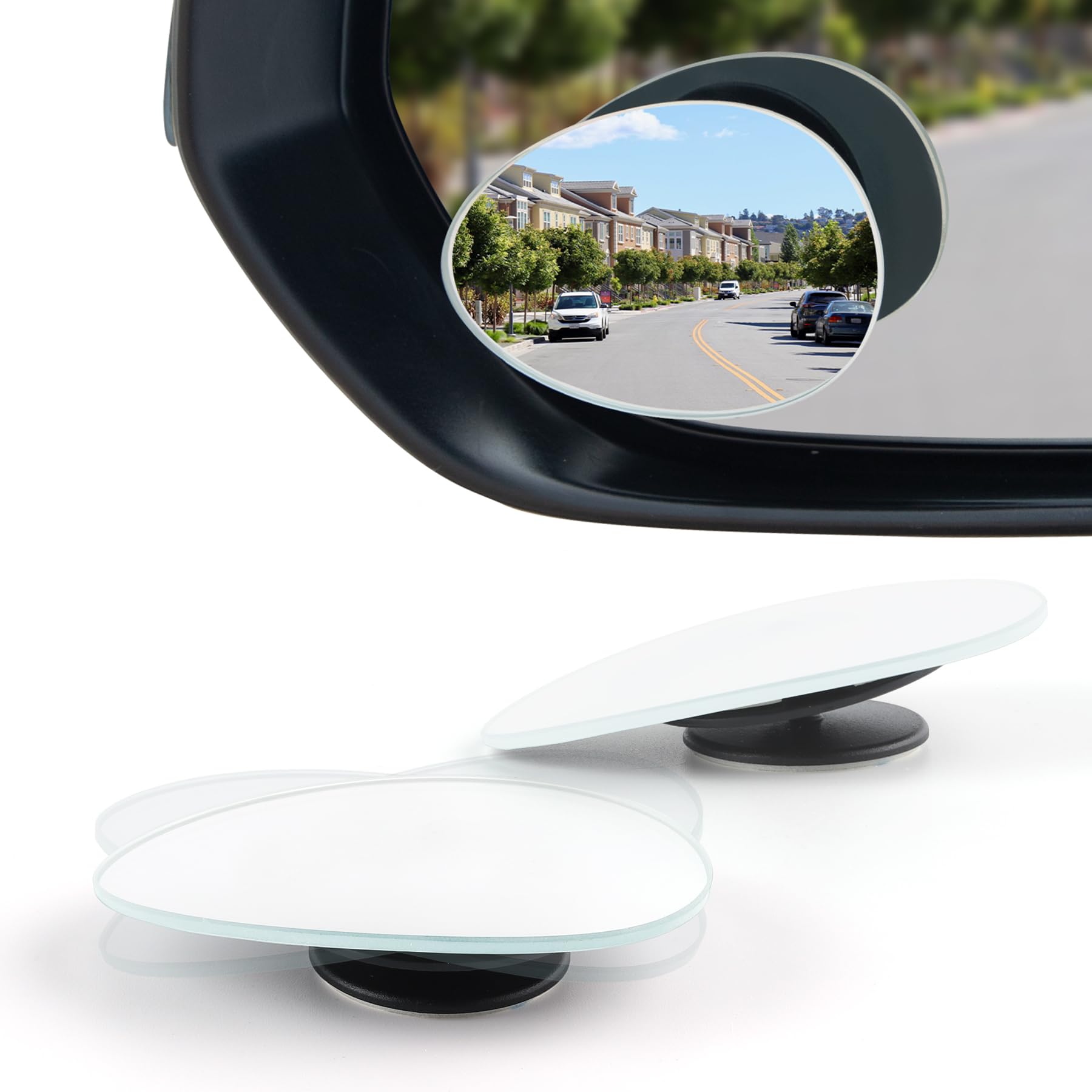 Livtee Blind Spot Mirror, Oval Hd Glass Frameless Convex Rear View Mirror With Wide Angle Adjustable Stick For Cars Suv And Truc