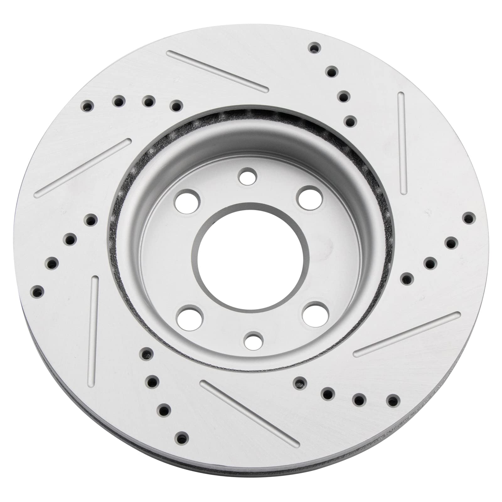 Trq Front Performance Brake Rotors Set Premium G-Coated Cross Drilled & Slotted Compatible With 2012-2017 Fiat 500