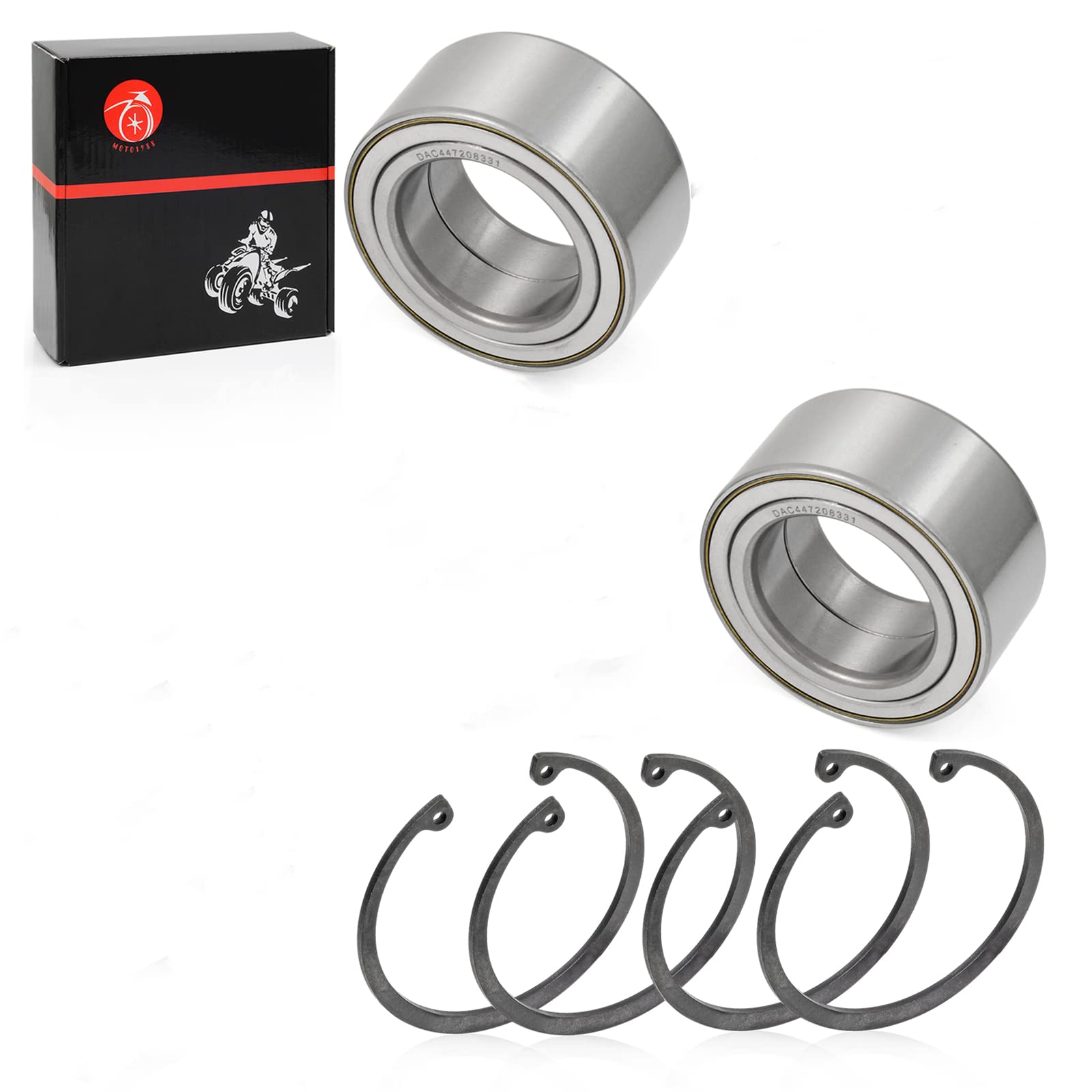 Front Wheel Bearings 44X72X33Mm & Ring Clip Compatible With Polaris Rzr 800 4 S 2010 2011 2012 2013 2014 3514699 3515090 7710780 7710440