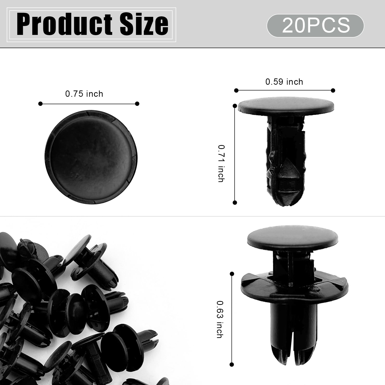 20PCS Type Retainer Clip Fastener, Bumper Engine Under Cover Fender Liner Fastener Push-Type Retainer Clip, Compatible with Hyun