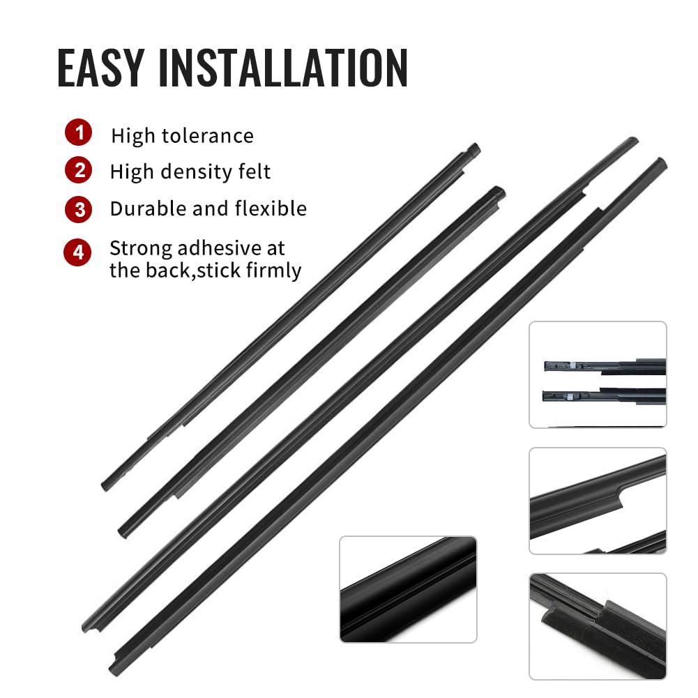 GZYF 4 PCS Car Window Moulding Trim Weatherstrip Window Moulding Trim Seal Belt for Toyota Yaris Sedan 4-Door 2007 2008 2009 201