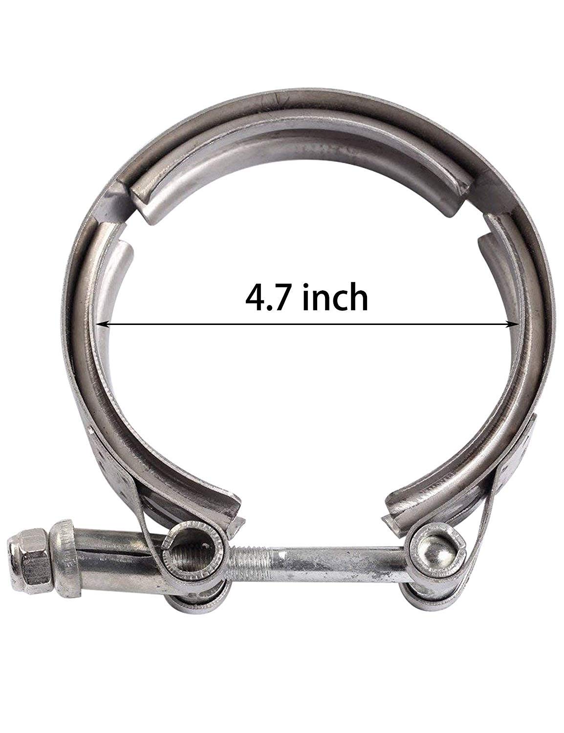 Blackhorse-Racing 4 Inch V Band Clamp With Stainless Steel Flange 4 Inch V Band Bolt Clamp With 2 Male Female Flanges For Turbo Pipe Performance Exhaust Sysformance Exhaust Pipes
