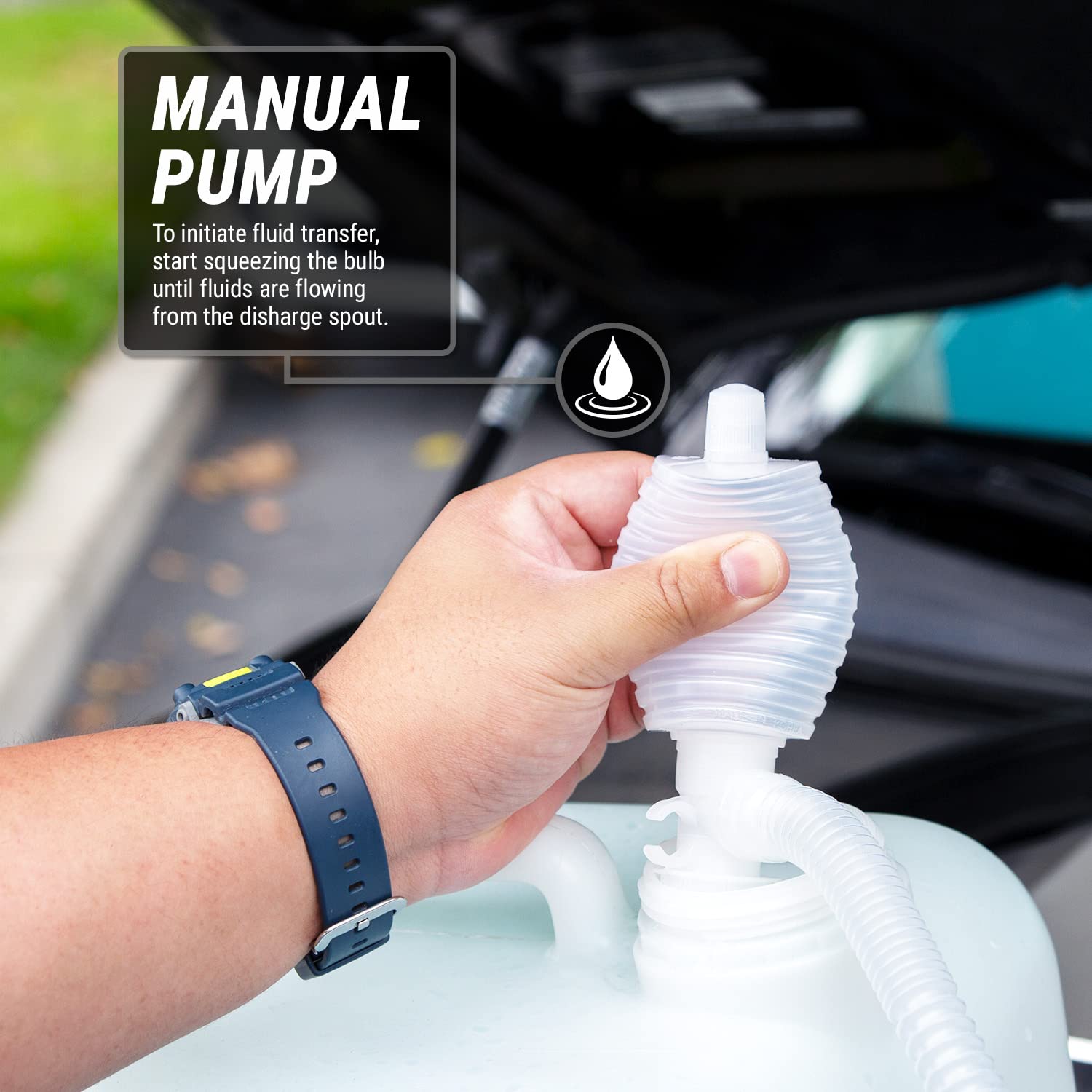 TERA PUMP - Hand Operated Pump (Transfer 7 Liters Per Minute) Water Transfer Pump with Flexible Hose for Light Oils or Water Based Chemicals BPA FREE (Drinking Water)…