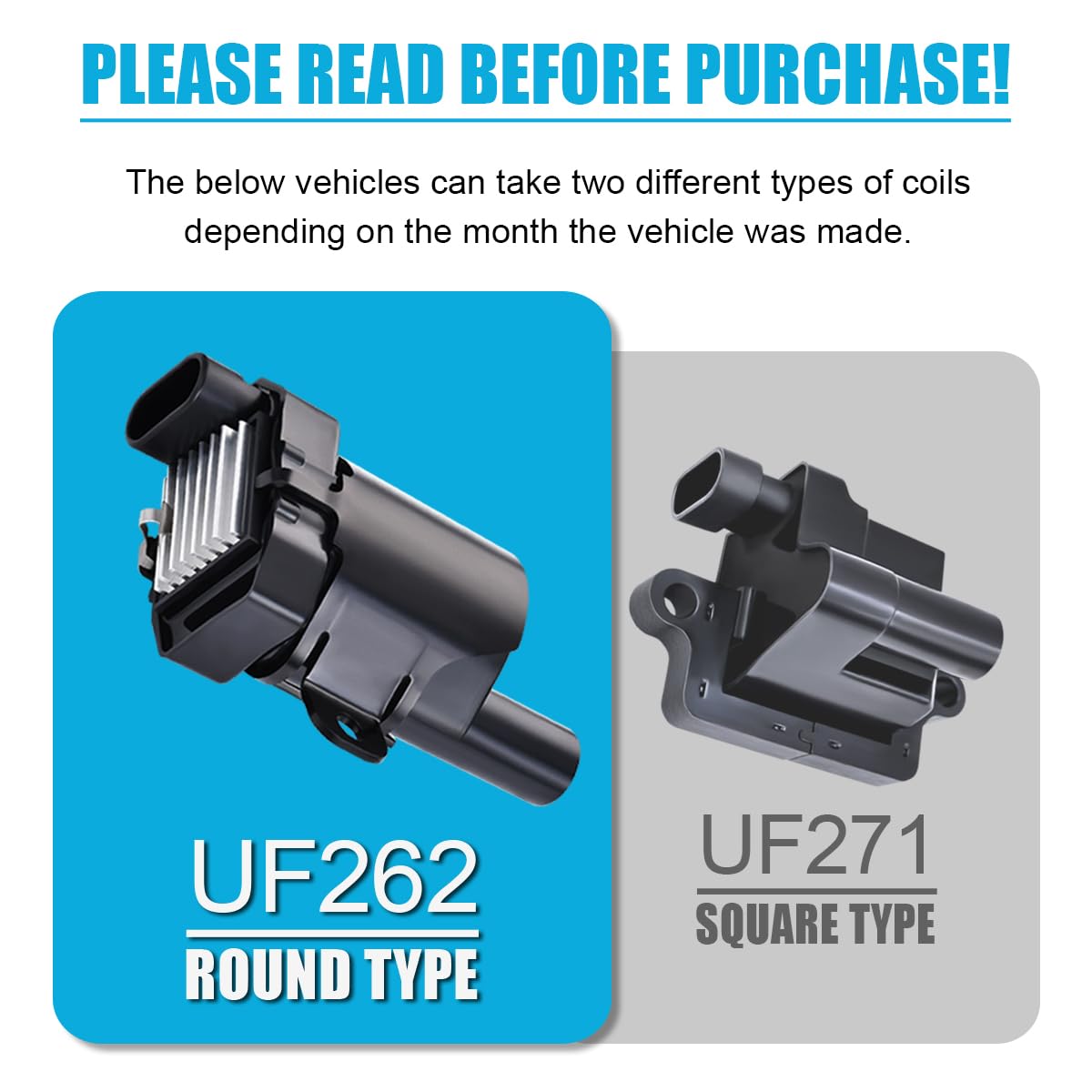 MAS Set of 8 Round Ignition Coils Pack UF262 & 748UU 8.5mm Spark Plug Wire Set Compatible with Chevy Hummer H2 Cadillac GMC Yuko