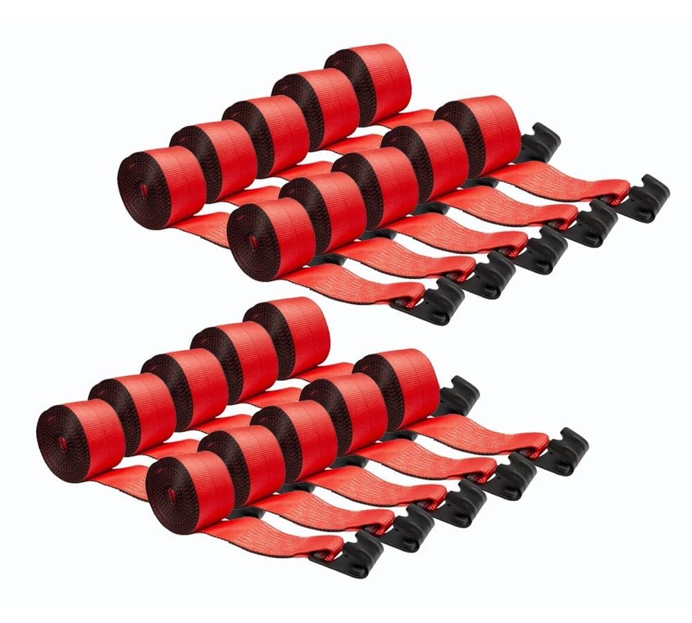Mytee Products (20 Pack 4'' x 30' Winch Strap with Flat Hook - Red