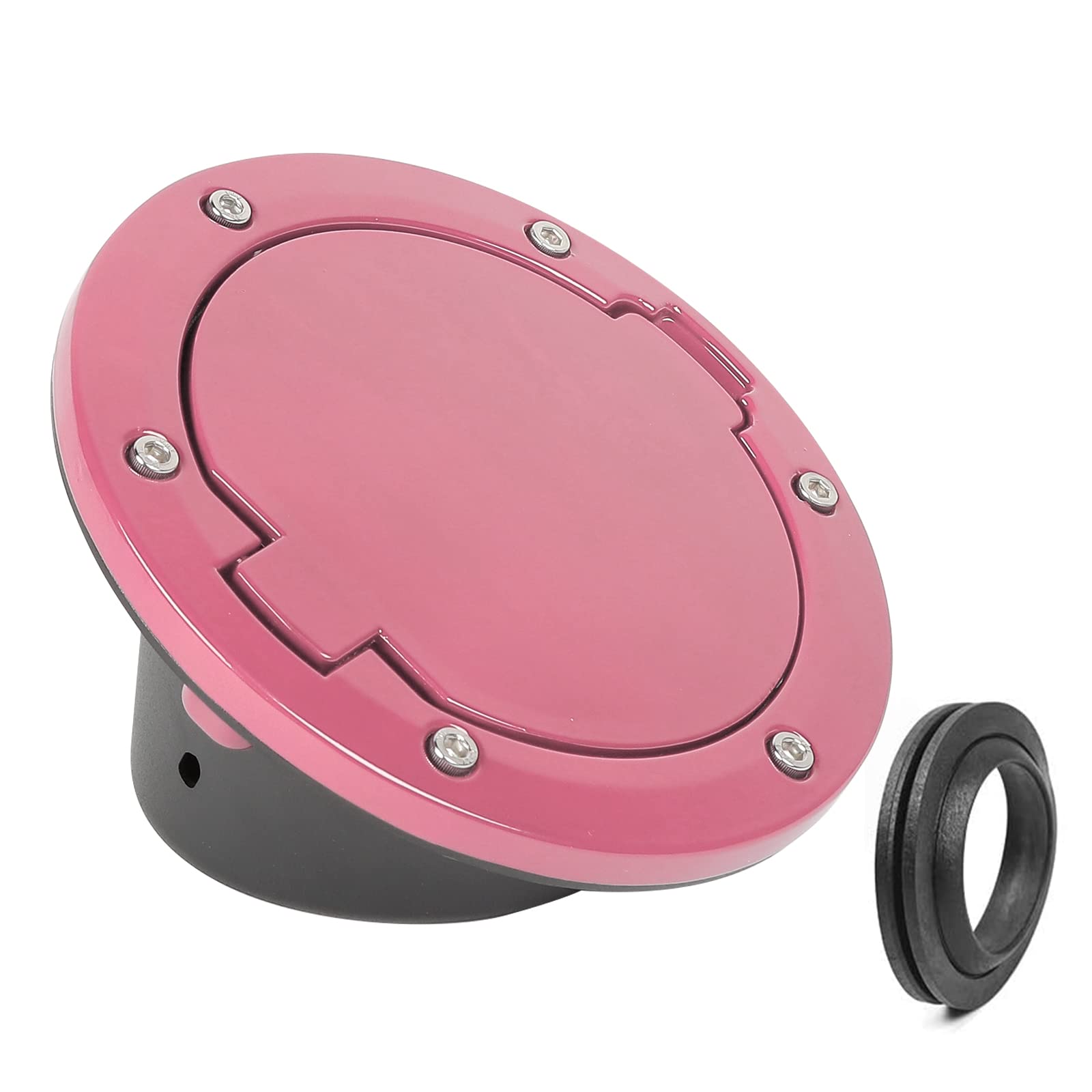 Jecar Jk Fuel Filler Cover Gas Cap Aluminum Alloy Gas Tank Door Exterior Accessories For Jeep Wrangler 2007-2018 Jk Jku, Pink