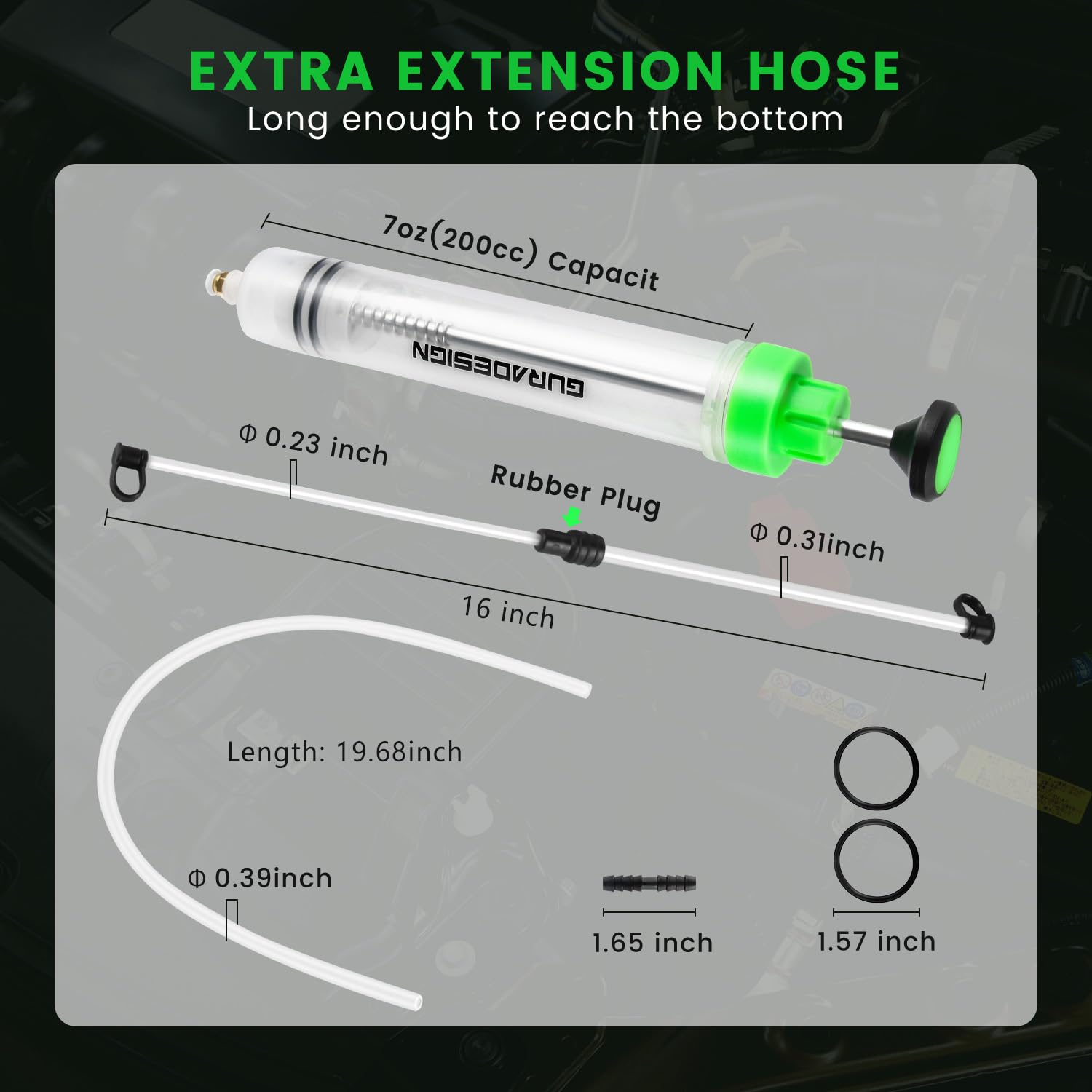 FTIHTRY 200CC Automotive Fluid Extractor Pump with Long Rubber Hose, Fluid Syringe Pump Manual Suction Vacuum Fuel Car Transfer,