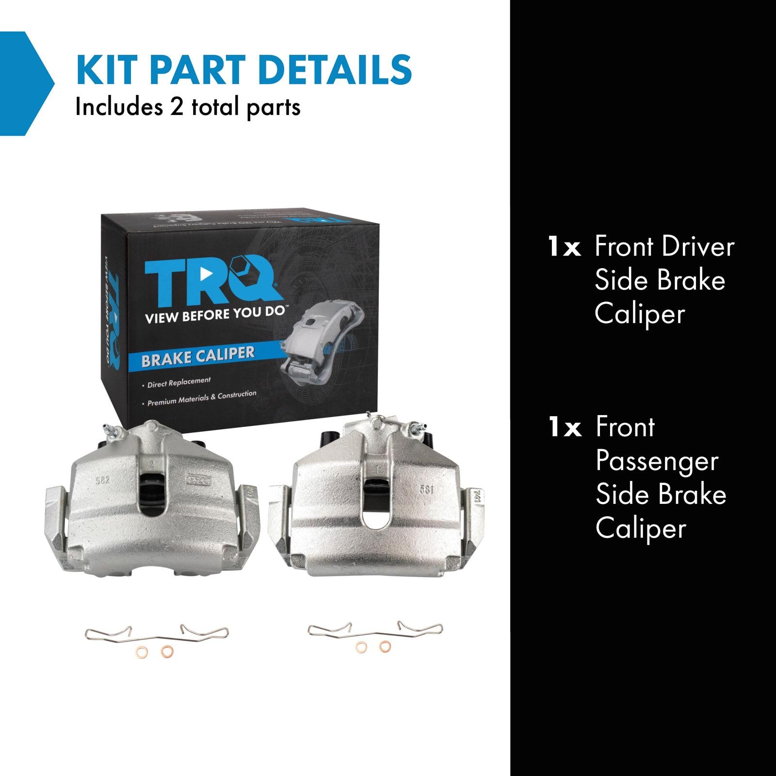 Trq Front Brake Caliper Set Compatible With 2010 Audi A3 2010-2015 Tt Quattro 2012-2019 Volkswagen Beetle 2010-2014 Golf 2008-20