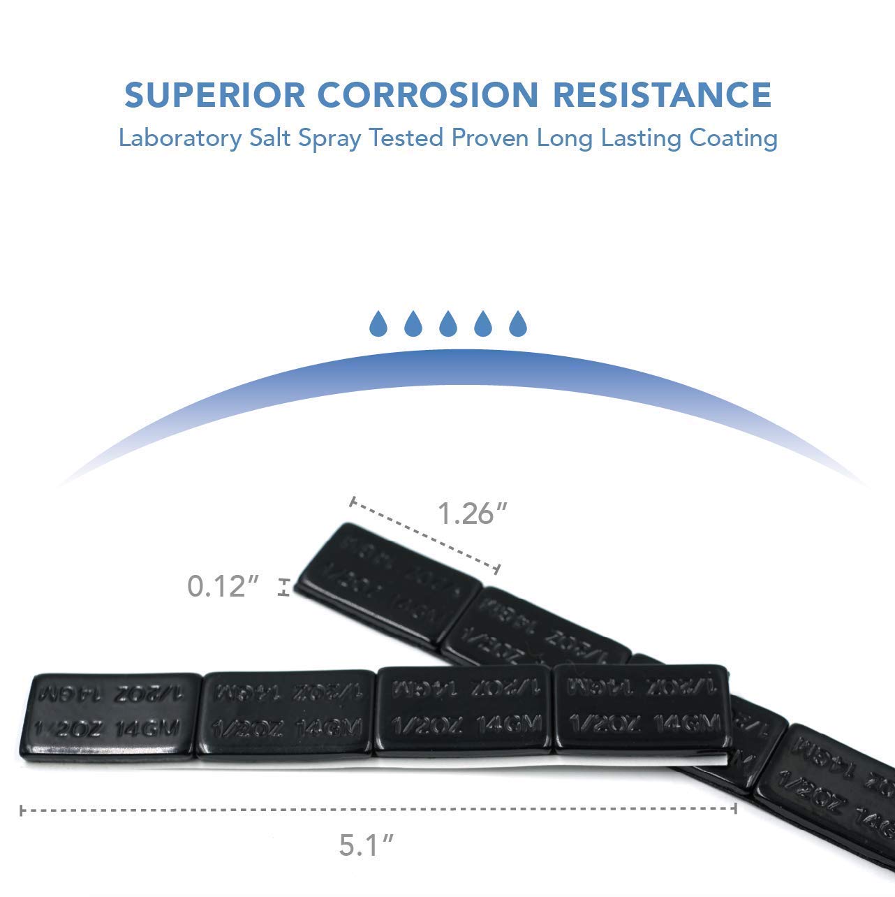 Ckauto 1/2Oz, 0.5Oz, Ultra Slim Low Profile, Black Adhesive Stick On Wheel Weights, 60 Oz/Box, Us Quality, (120Pcs)