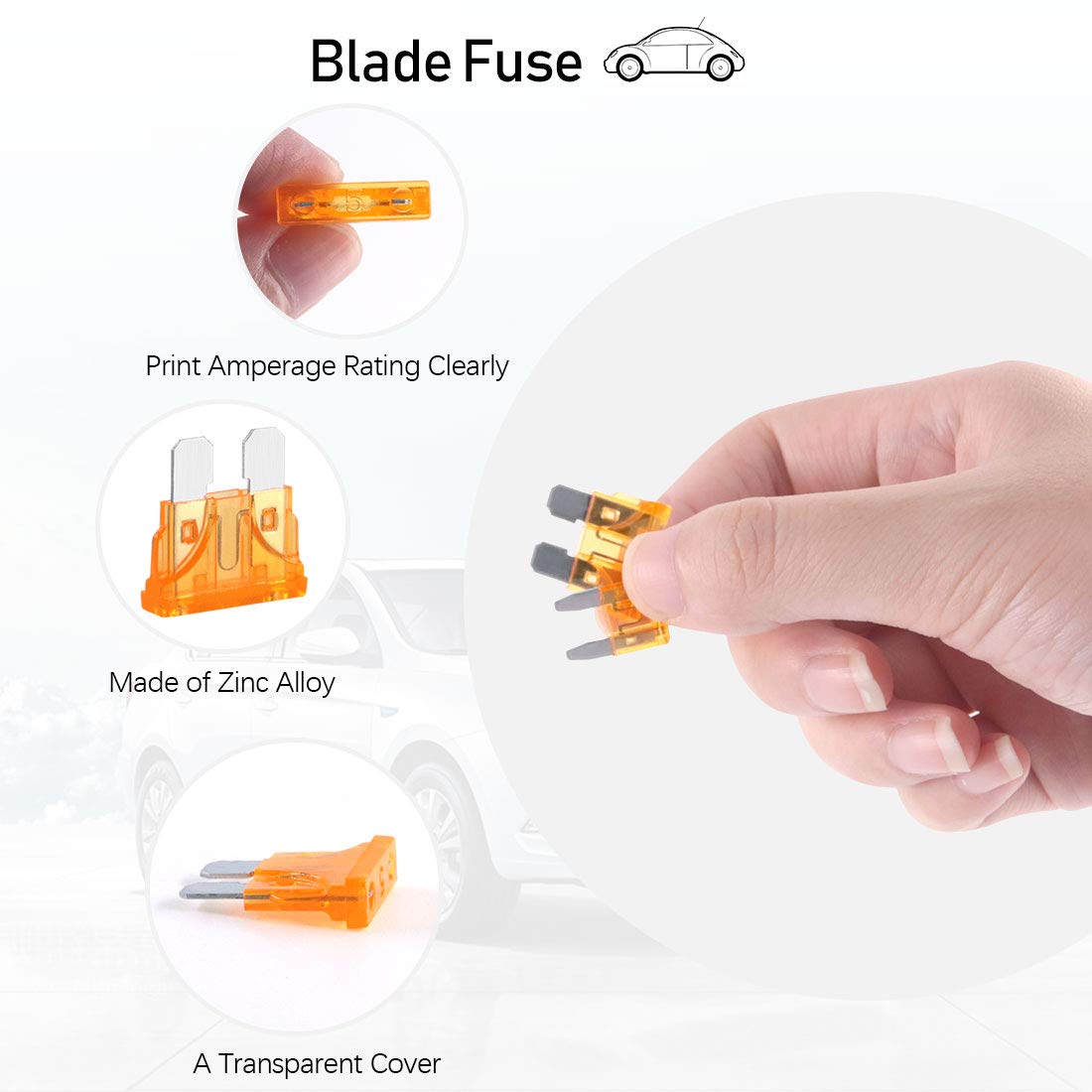 Rustark 250pcs US Grade Automotive Fuses Assortment Kit Standard & Mini Car Blade Fuses, Low and Tall/STD Profile Box Shaped Ass