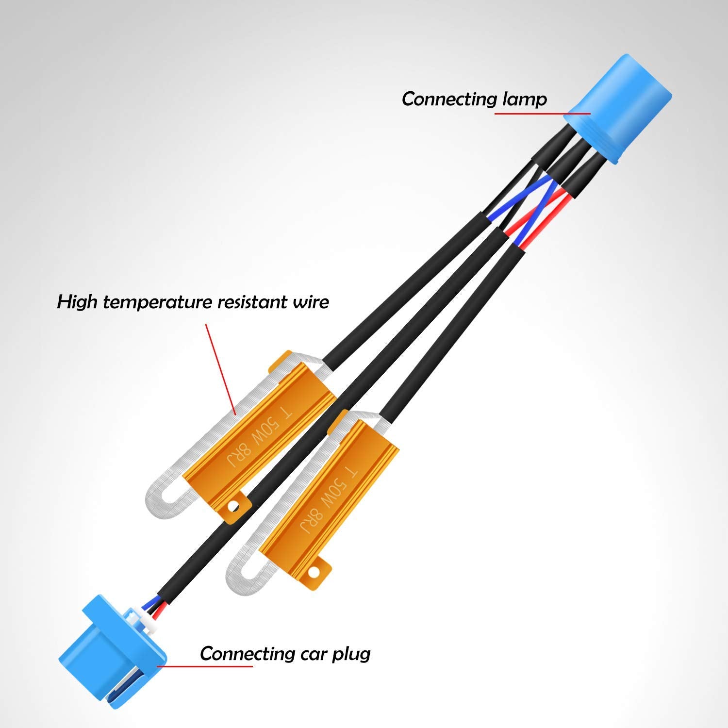 O-Nex Hb5 9007 Led Load Resistor Kit 50W 8Ohm Headlight Bulb Relay Harness Adapter Anti Flicker Error Decoder Warning Canceller