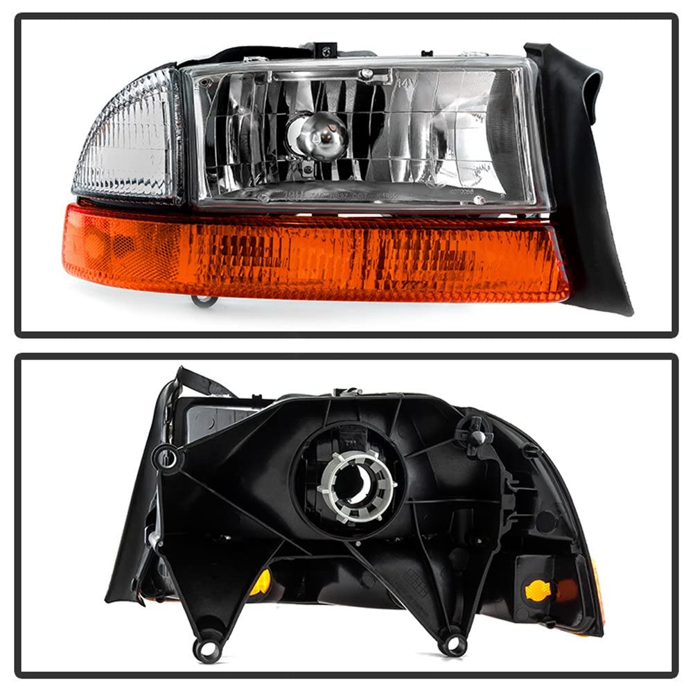 Acanii - For 1997-2004 Dakota Durango Headlights Headlamps+Signal Marker Lamps Driver + Passenger Side