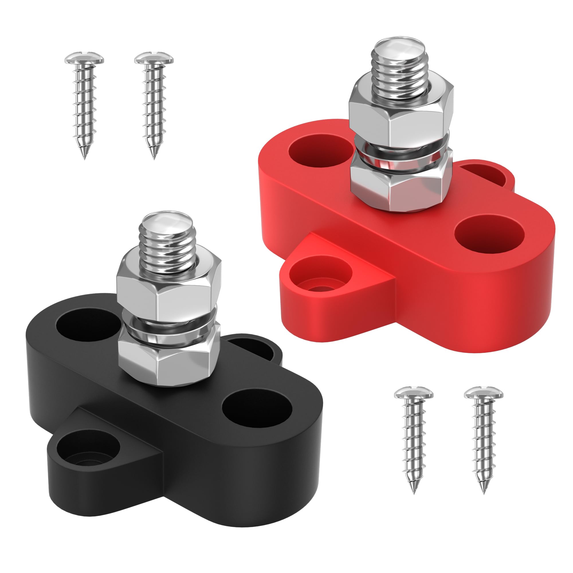 Joinfworld Bus Bar 12V 250A Power Distribution Block Single 5/16'' Stud Battery Post Junction Block For Marine Automotive Car Bo