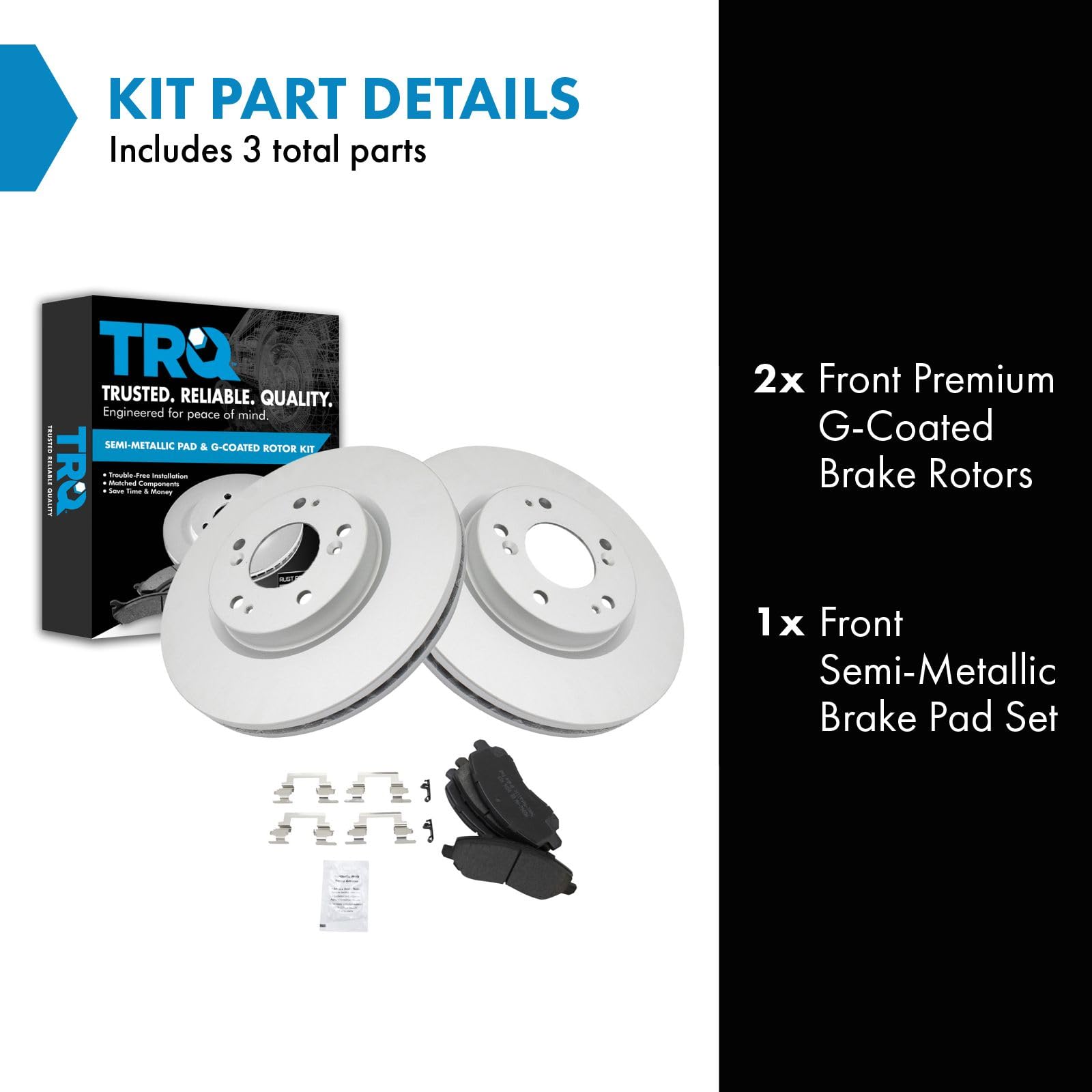 Trq Front Metallic Brake Pads & G-Coated Rotor Kit For Chrysler Dodge Jeep Mitsubishi