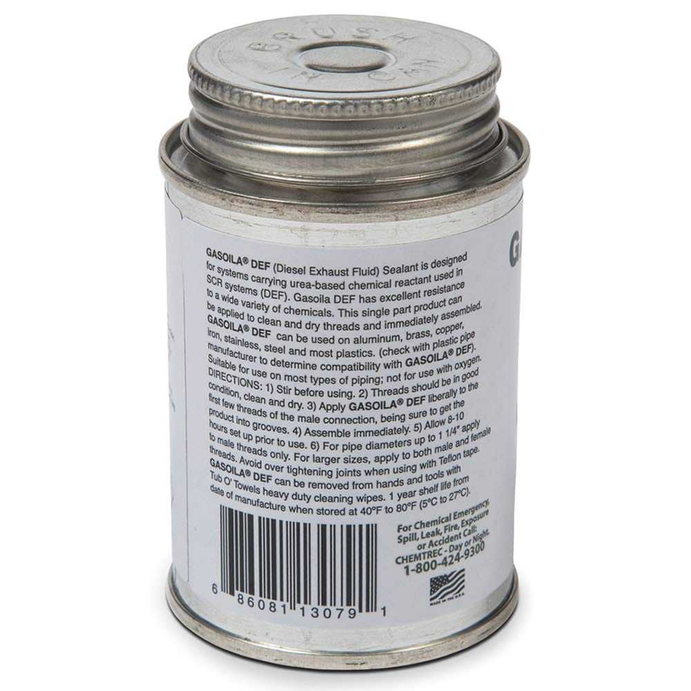 Gasoila DE04 DEF Diesel Exhaust Thread Sealant, 1/4 Pint with Brush – High-Performance Sealing for Diesel Exhaust Fluid Systems, withstanding -50°F to 450°F; Resistant to Chemicals, Acids & Alkalis