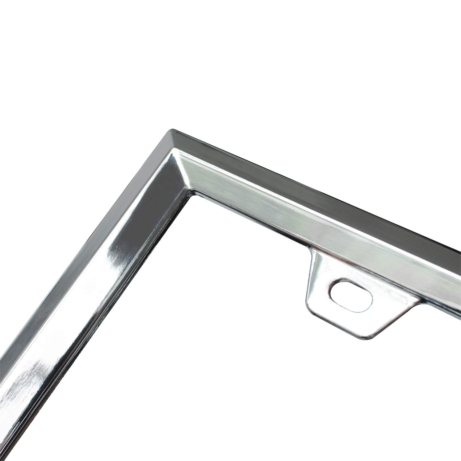 Creathome 3D Chrome License Plate Frames, Pure Zinc Alloy Metal With Triangle Patterne