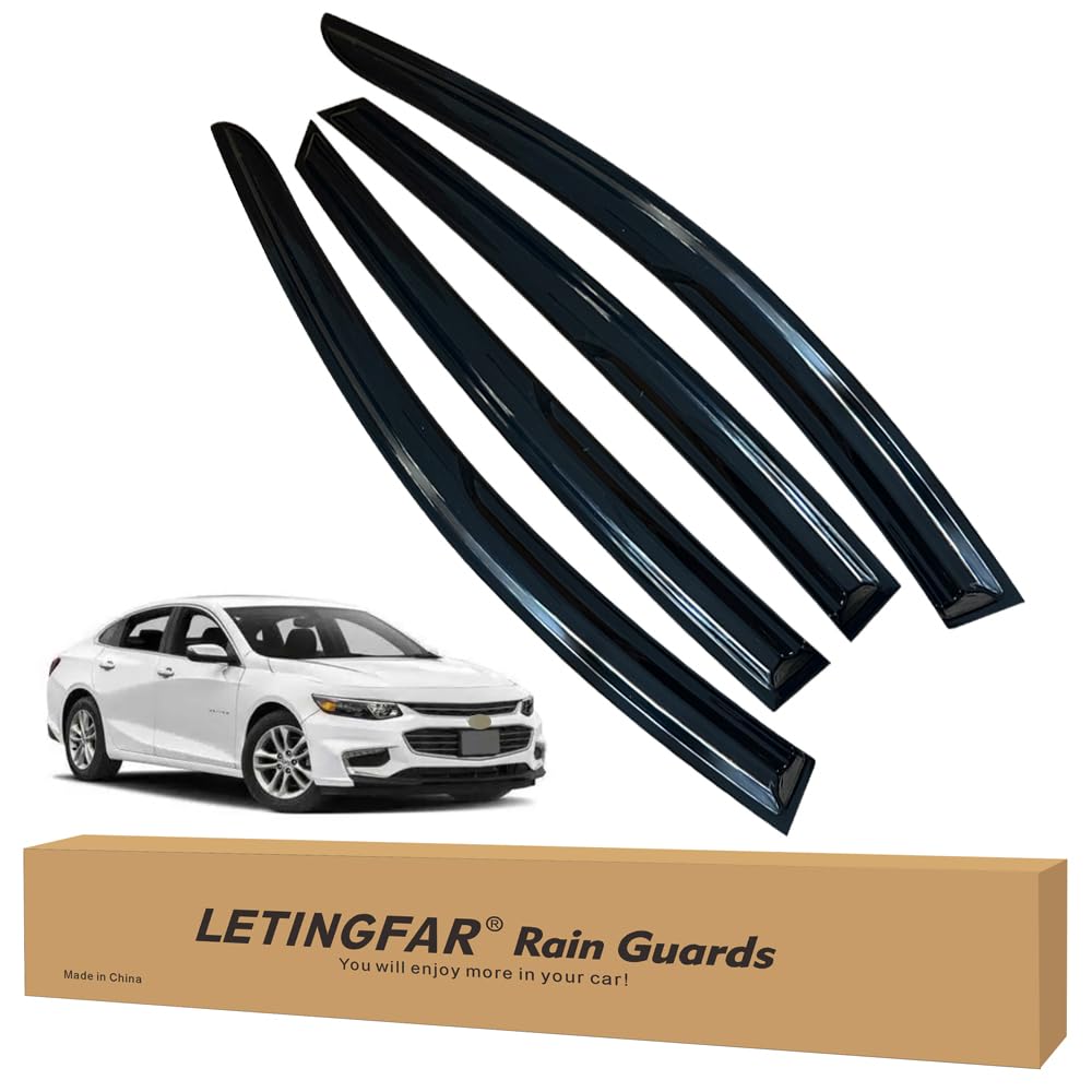 LETINGFAR Window Visors Rain Guards for Chevy Malibu 2016 2017 2018 2019 2020 2021 2022 2023 2024 Accessories, Wind Deflectors V