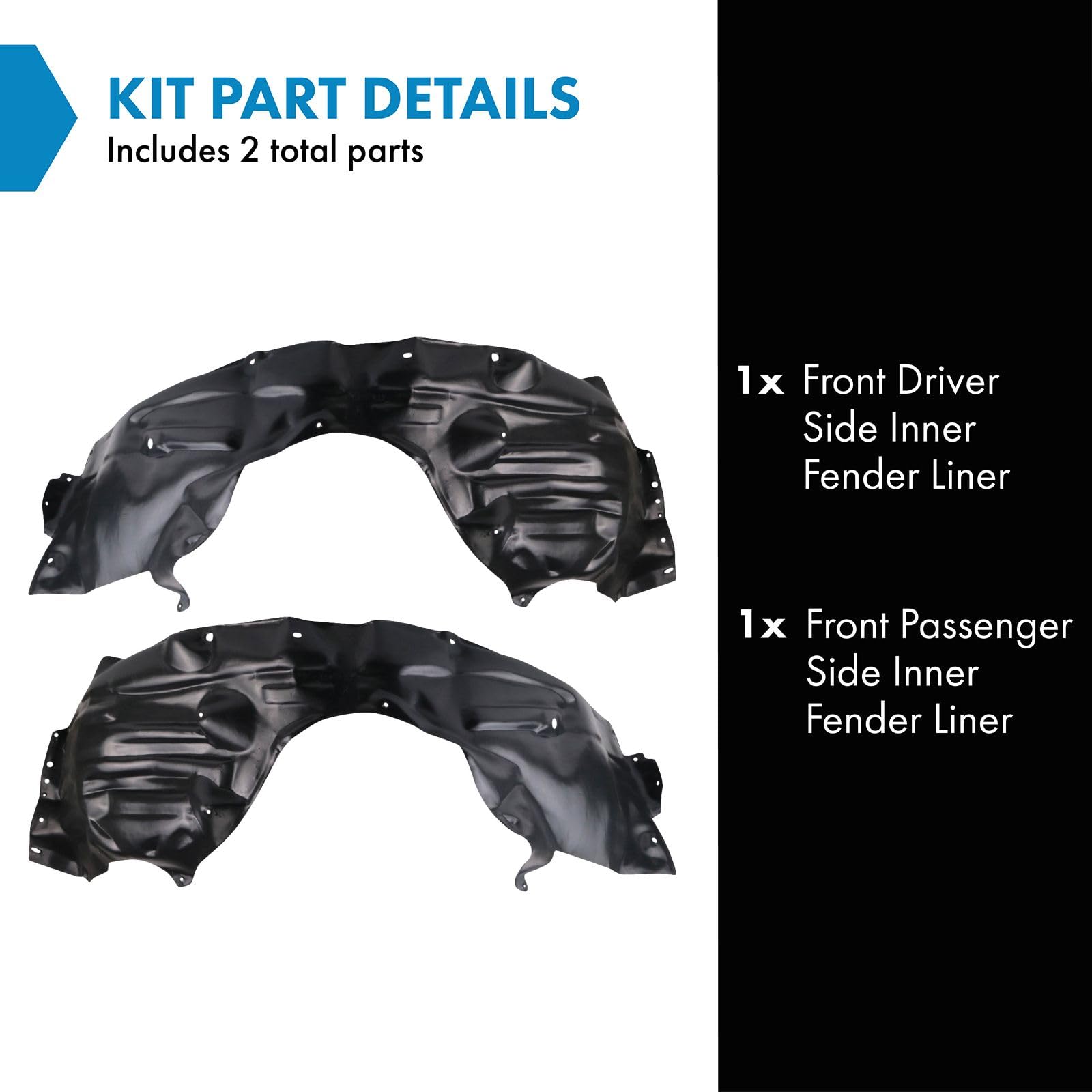 Trq Front Inner Fender Liner Set Compatible With 2019 Toyota Rav4 To1248229 To1249229