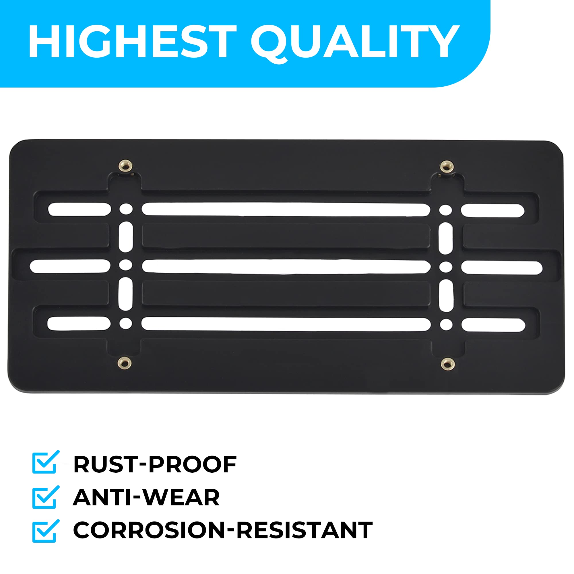 TN TrunkNets Front Bumper License Plate Bracket for Lexus 2000-2023, Black Plastic Set with 6 Bolts & Wrench Kit