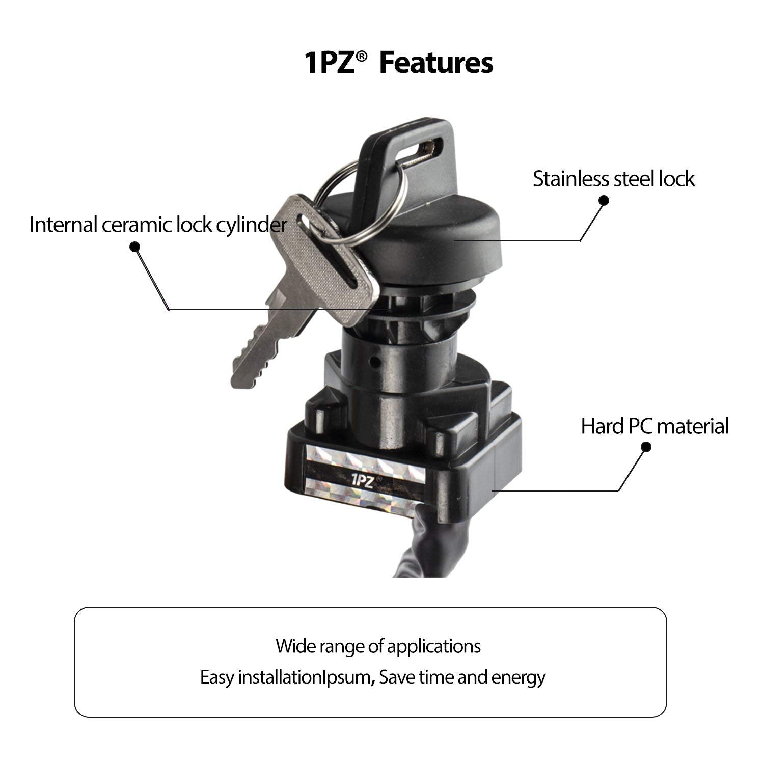 1PZ LF4-K01 Ignition Key Switch for Suzuki King Quad 400 450 500 550 750 LTA400 LTA400F LTF400 LTF400F LTA450X LTA500 LTA550 LTA