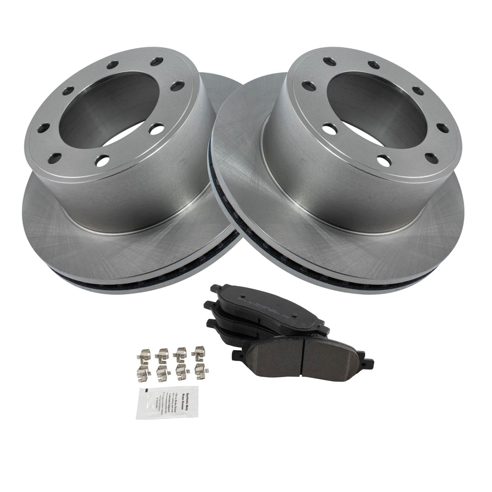 Trq Rear Brake Pad & Rotor Kit Brake Pads Brake Rotor Semi-Metallic Compatible With 2005-2007 Ford F-250 Super Duty F-350 Super