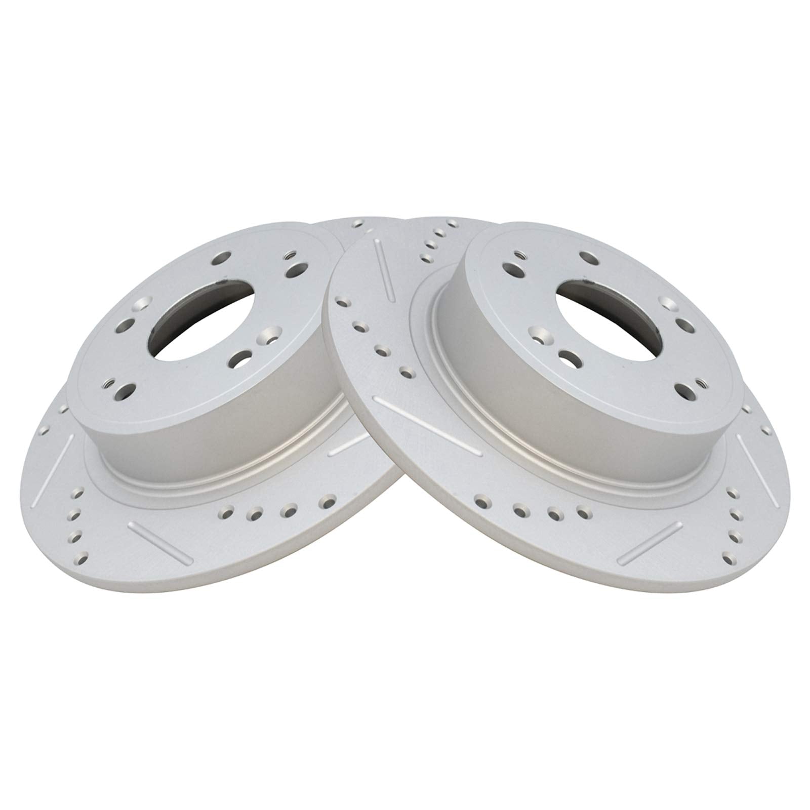 Trq Rear Performance Brake Rotors Set Solid Premium G-Coated Cross Drilled & Slotted Compatible With 2016-2022 Acura Ilx 2009-20