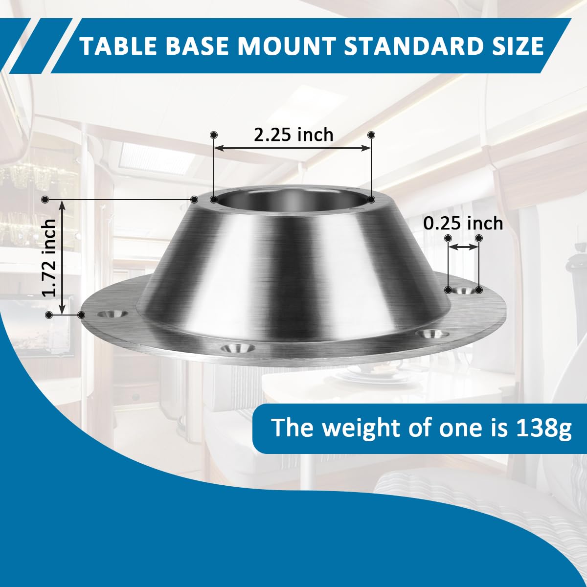 SAQXK 4 Pack Aluminum RV Table Base Mount Heavy Duty Flange for Camper Travel Trailer Boat, Top and Bottom Table Base Replacemen