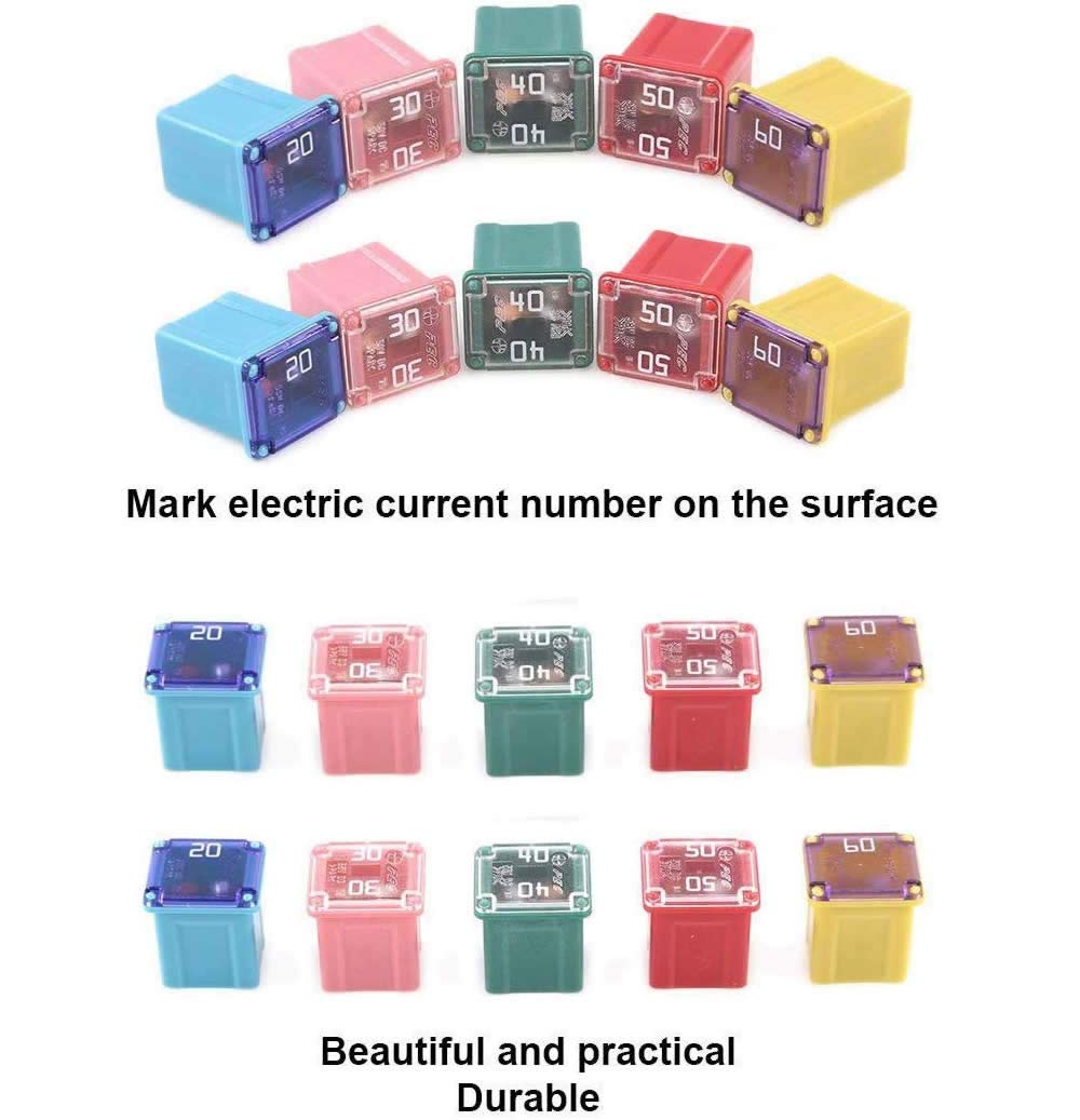 10 Pc Automotive Low Profile Jcase Fuse 60 Amp Fuse Kit For Ford, Chevy/Gm, Nissan, And Toyota Pickup Trucks, Cars And Suvs